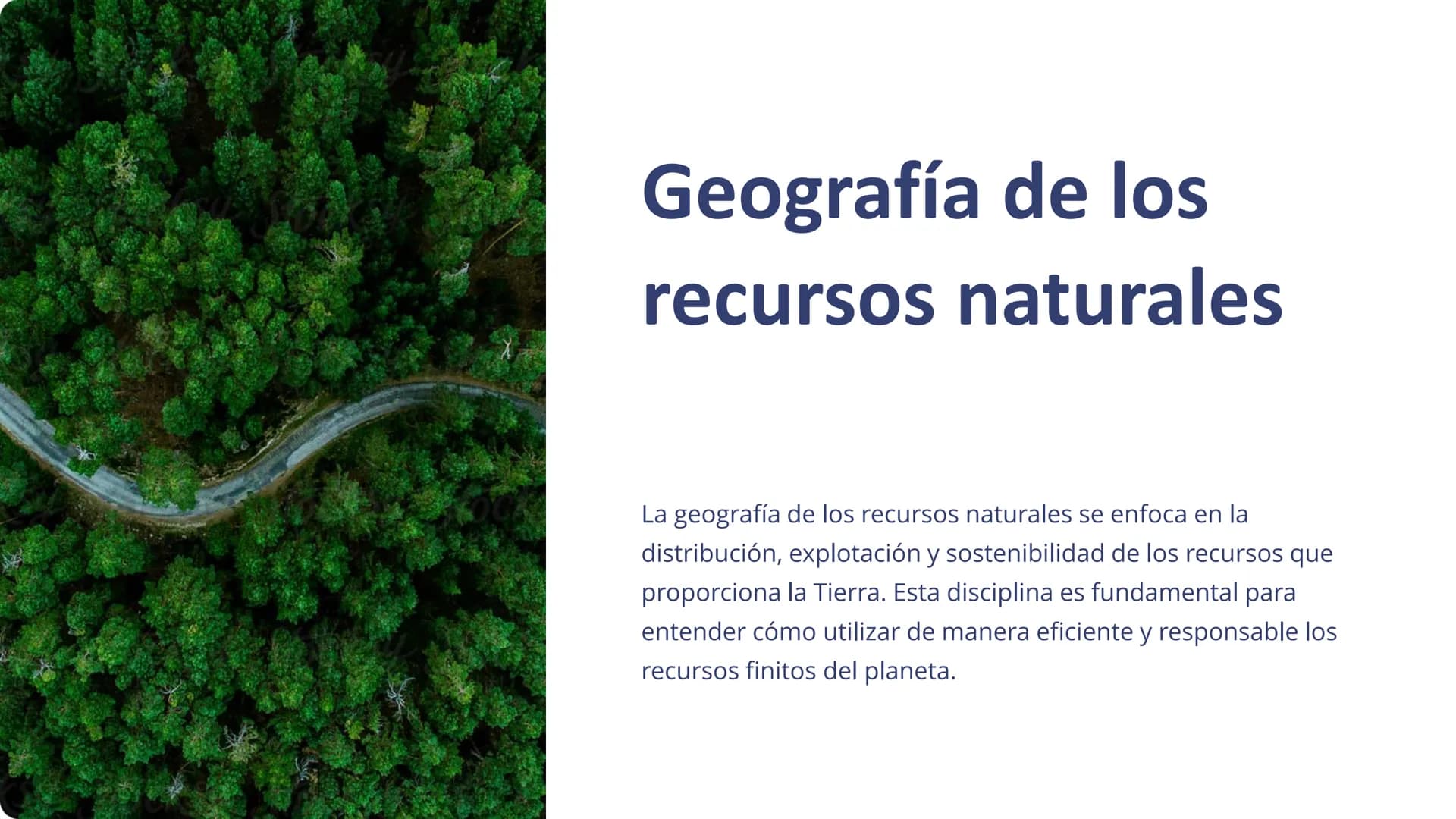 Geografía de los
recursos naturales
La geografía de los recursos naturales se enfoca en la
distribución, explotación y sostenibilidad de los