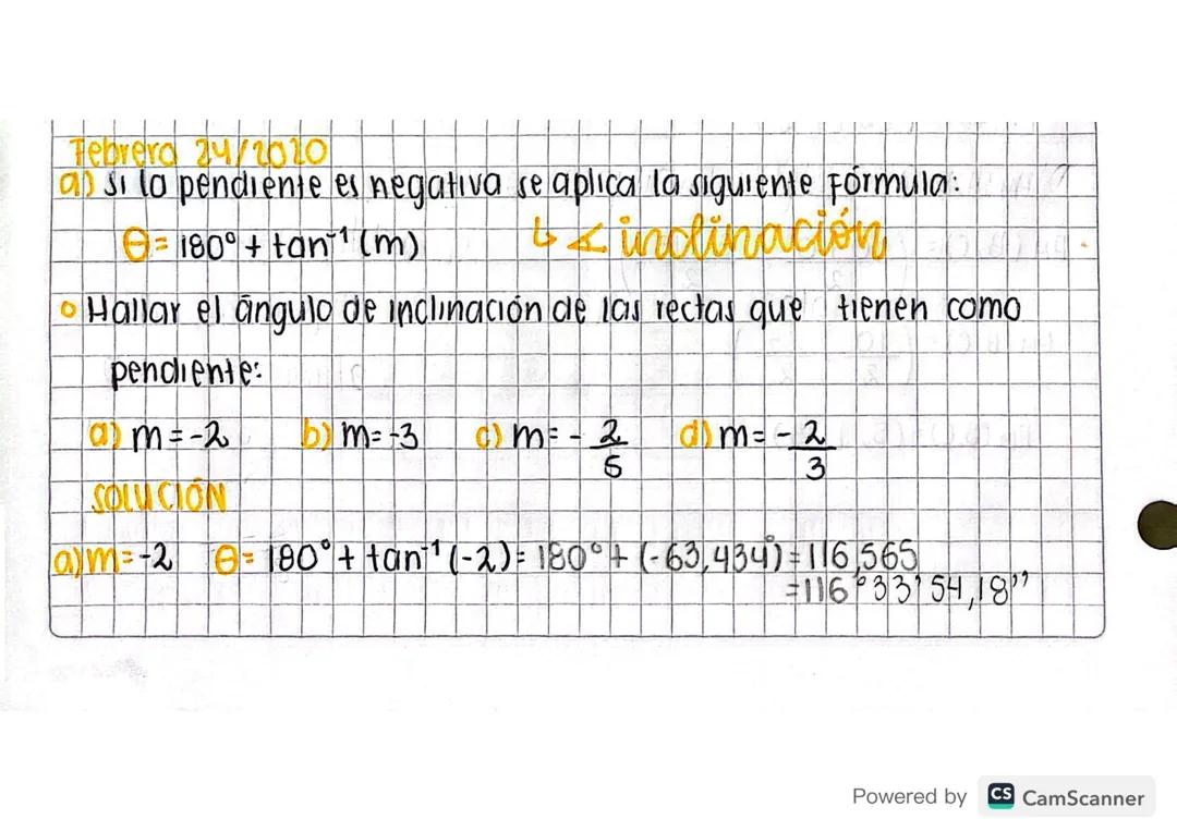 Matemáticas grado 10 - Ángulo de inclinación 