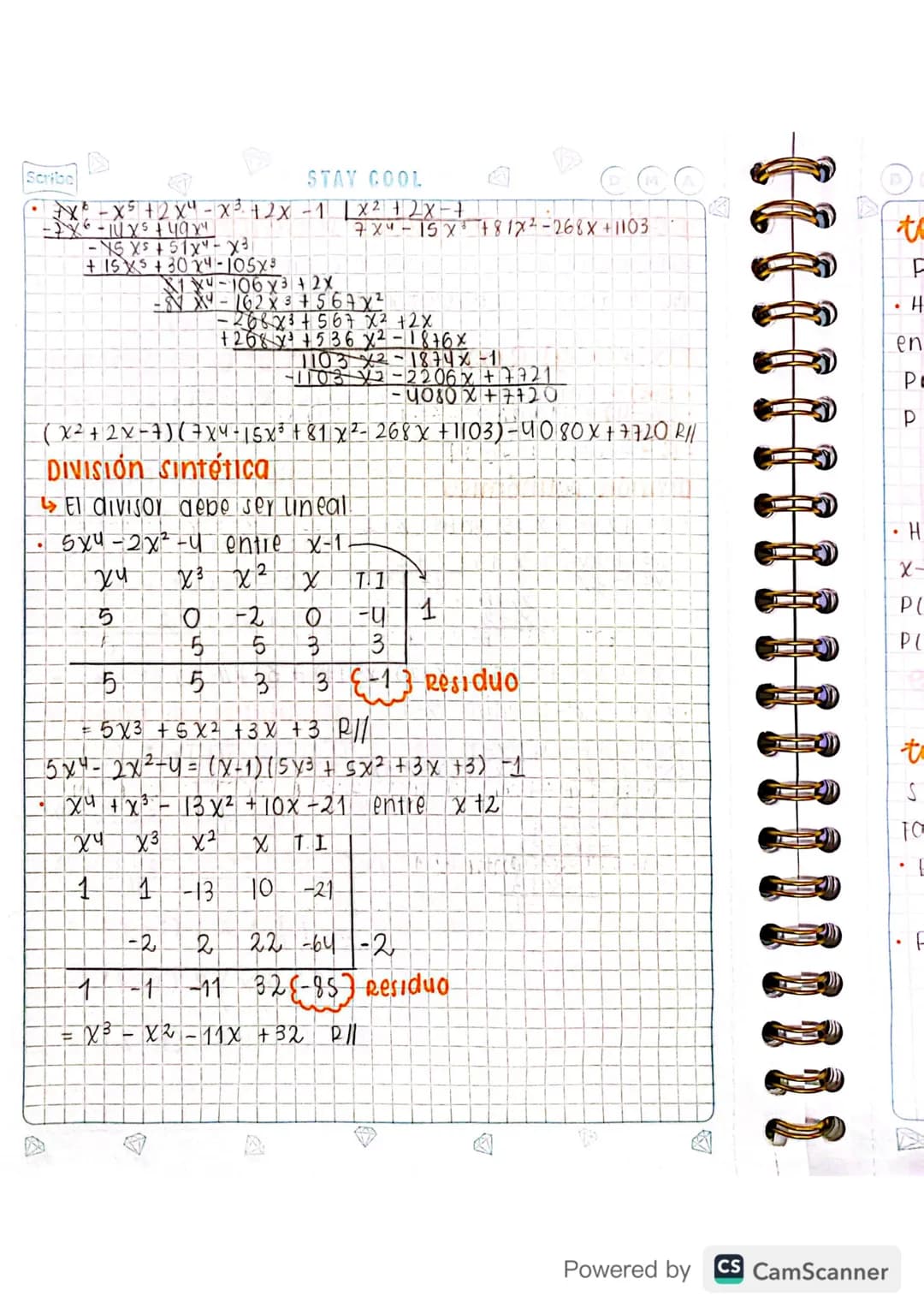 M
KEEP IT SIMPLE
D
Scribe
3. FACTORIZACIÓN.
polinomio En la variable real x es cualquier
expresión de la Forma:
P(x)= an x + α n + 1 x n − 1