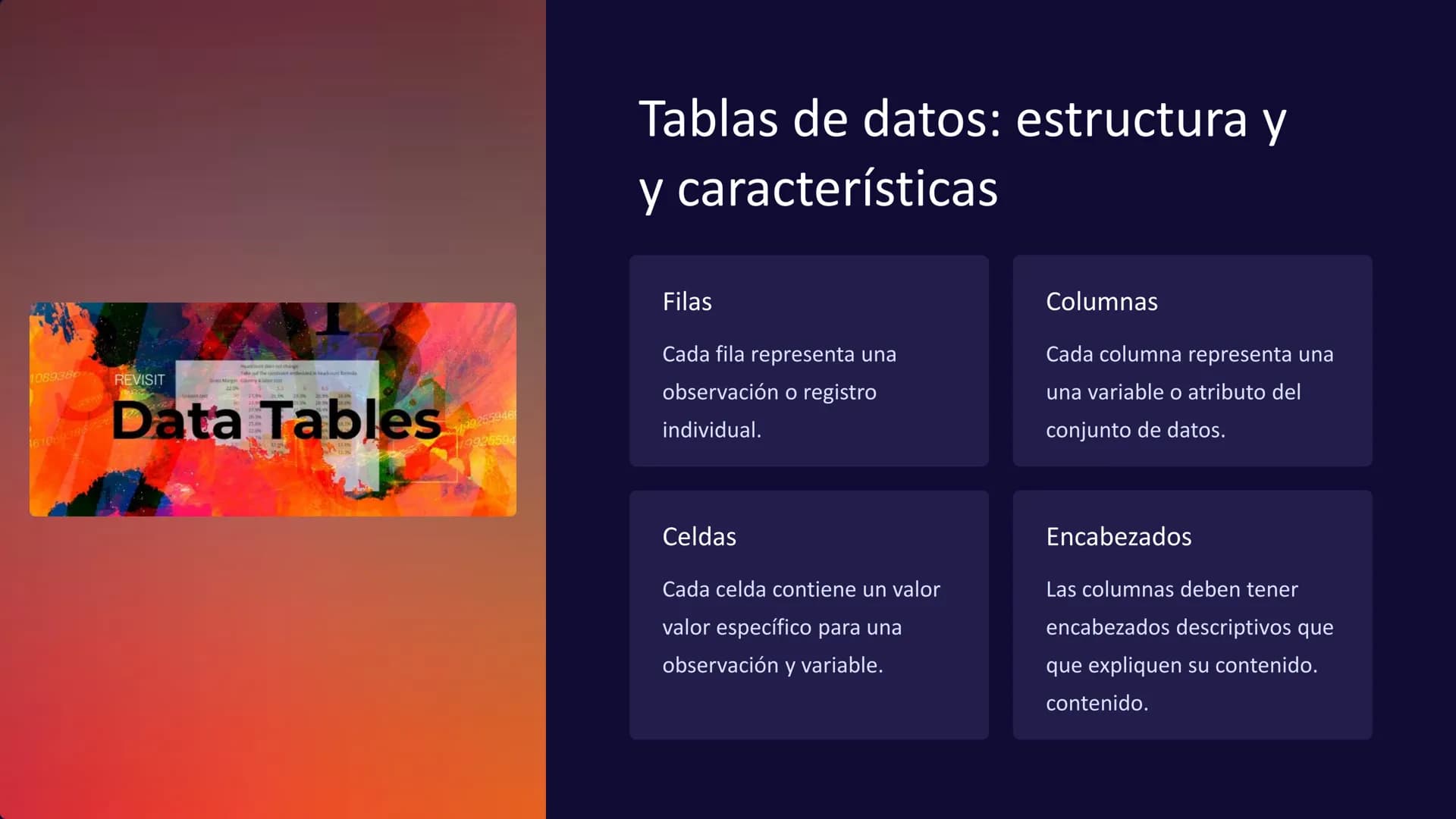 Análisis de datos:
Tablas, gráficos, estadística
descriptiva
El análisis de datos es una herramienta fundamental para
fundamental para compr