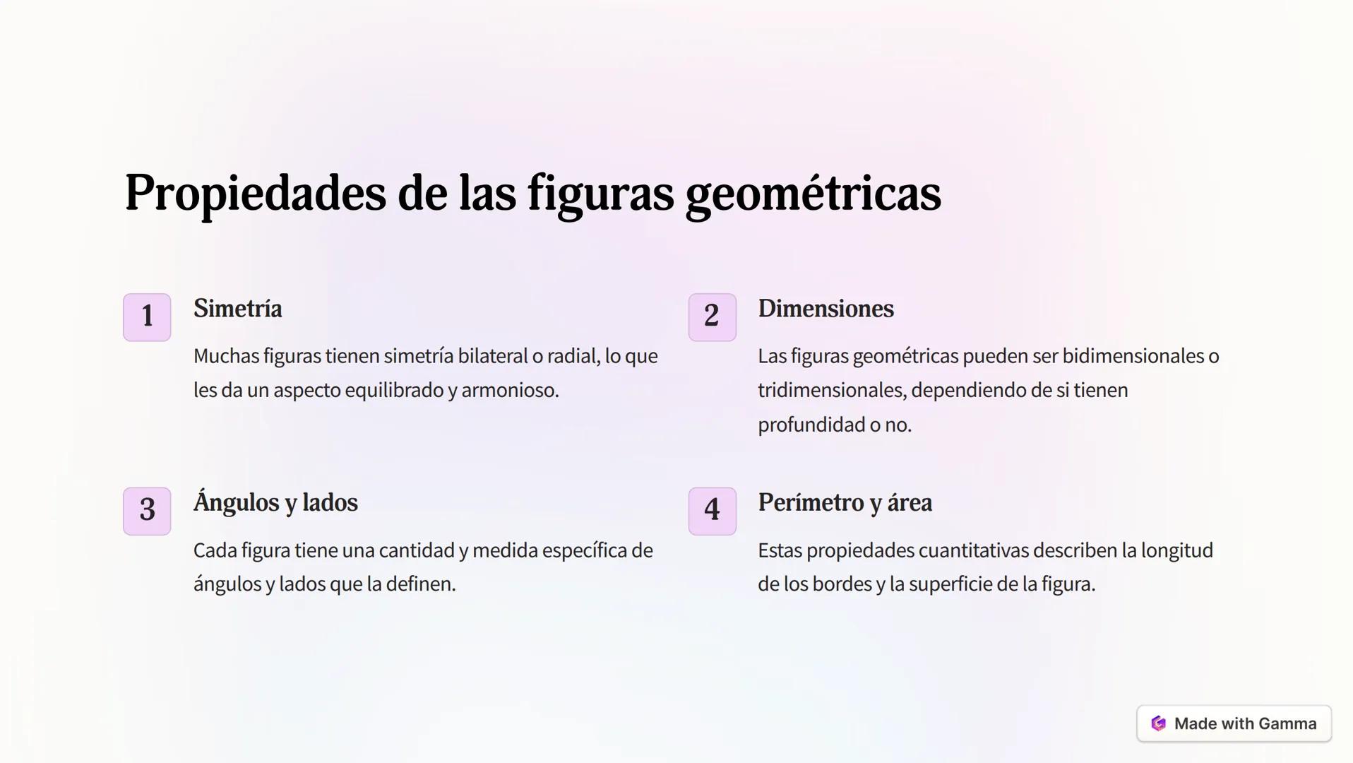 Tipos de figuras geométricas
Básicas
Triángulos, cuadrados, círculos y
rectángulos son las formas
geométricas más fundamentales.
Polígonos
F