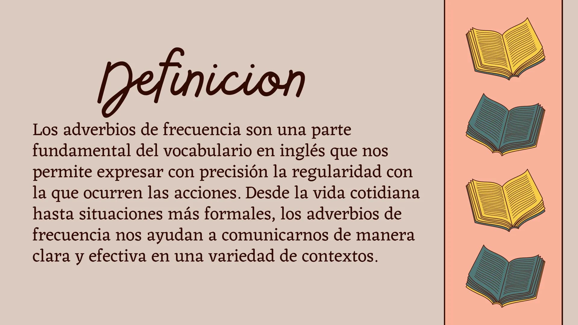 1
2
Definicion
Contenido
3
4
5
6
7
Reglas
Ejemplos
Actividad
Finalizacion
adverbios de Uso correcto
frecuencia
principales Definicion
Los ad