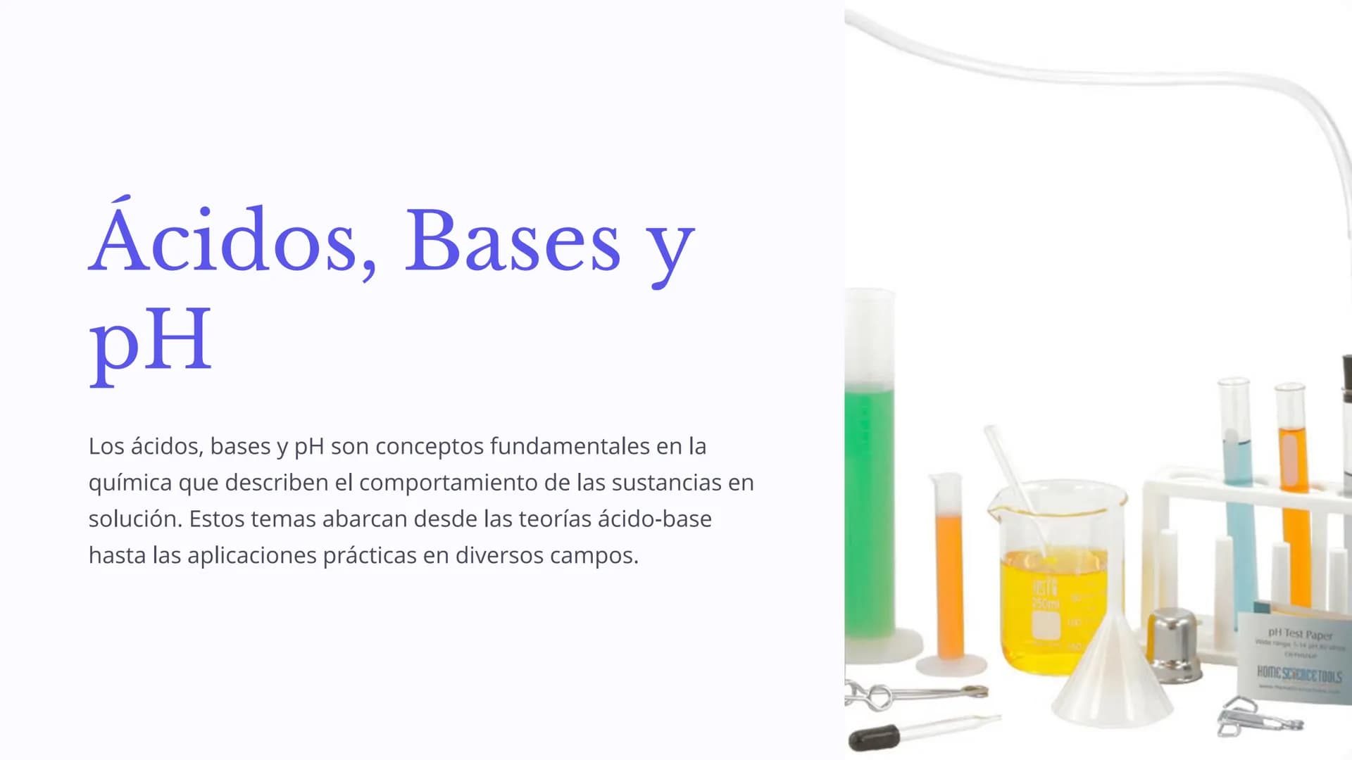 Ácidos, Bases y
pH
Los ácidos, bases y pH son conceptos fundamentales en la
química que describen el comportamiento de las sustancias en
sol