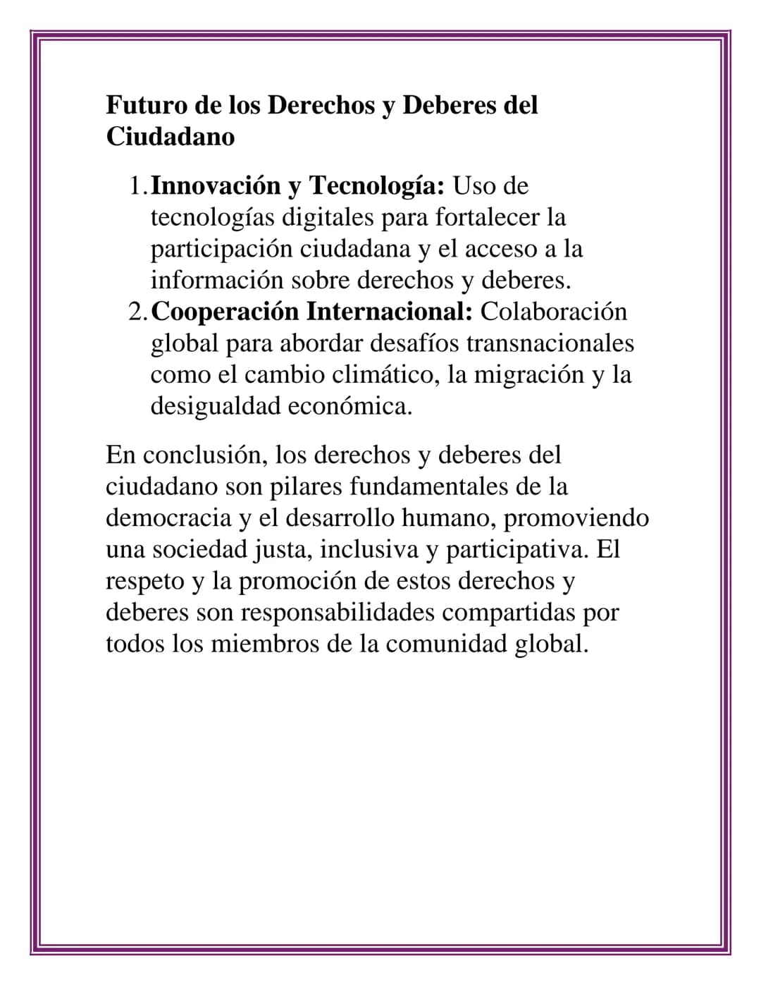 DERECHOS Y DEBERES
DEL CIUDADANO
Los derechos y deberes del ciudadano son
fundamentales para la convivencia democrática y
la participación a