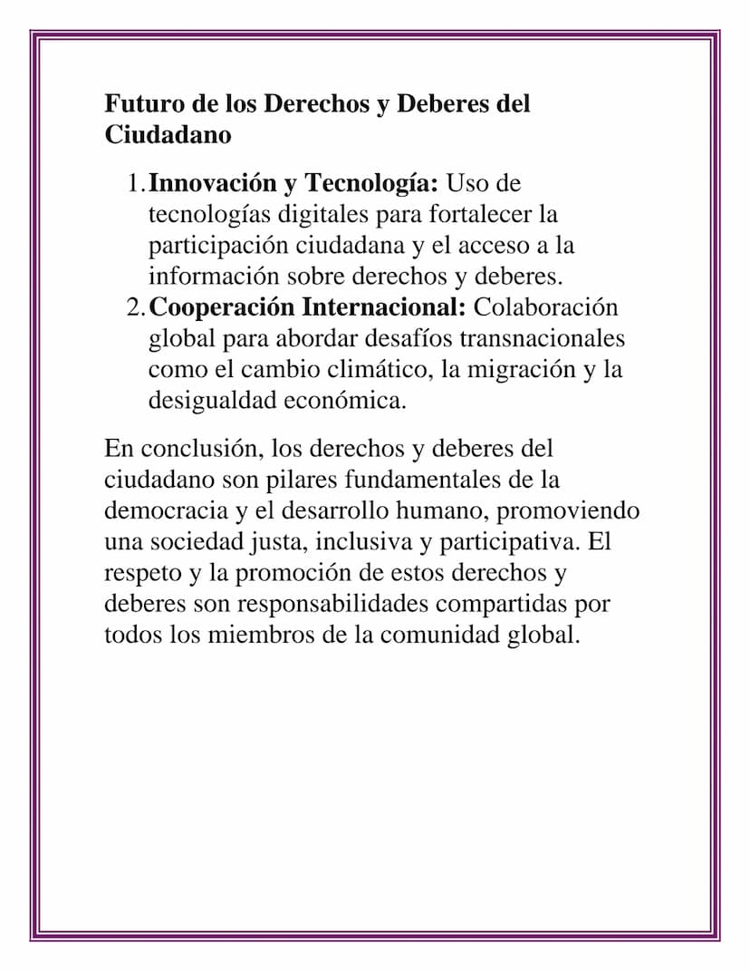 DERECHOS Y DEBERES
DEL CIUDADANO
Los derechos y deberes del ciudadano son
fundamentales para la convivencia democrática y
la participación a