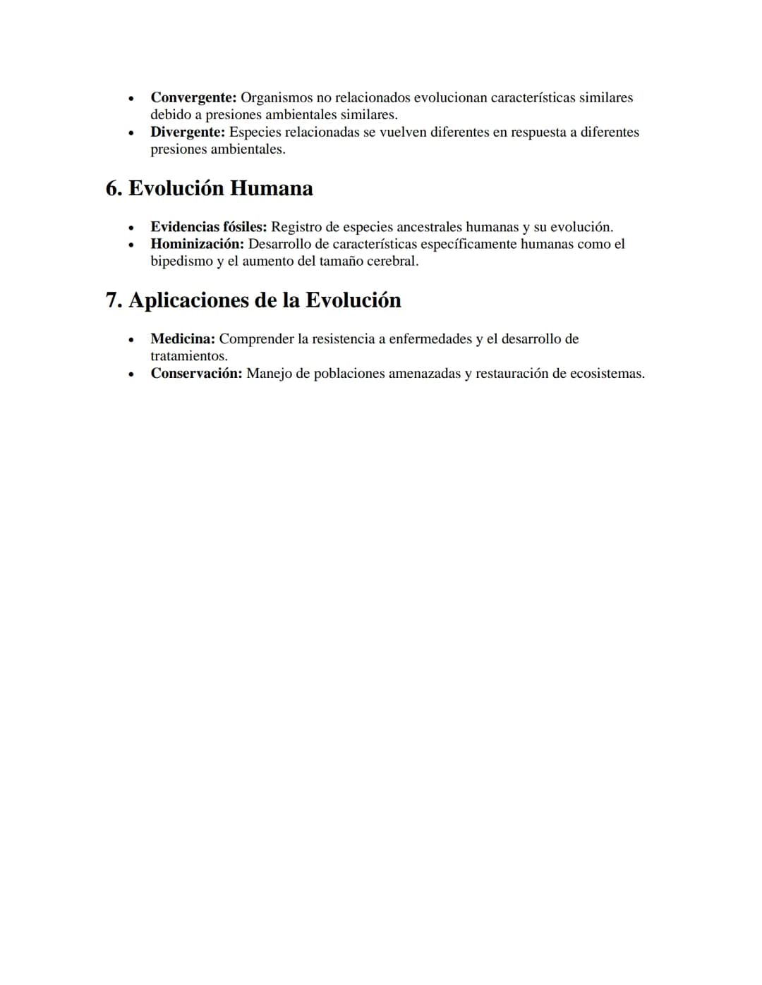 Evolución Biológica
APUNTES//
1. Teoría de la Evolución por Selección Natural
•
•
Charles Darwin: Desarrolló la teoría de la evolución por s