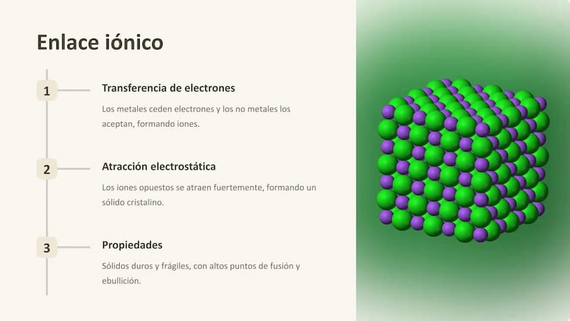 Enlaces químicos
Los enlaces químicos son fuerzas que unen a los átomos para formar
moléculas y compuestos. Estos enlaces pueden ser de tipo