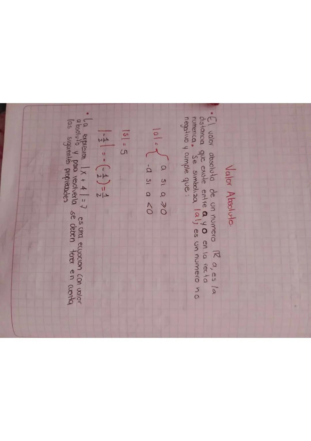 Valor Absoluto
•El valor absoluto de un numero Ra, es la
distancia que existe entre a yo en la recta
numerica. Se simboliza lalj es un numer