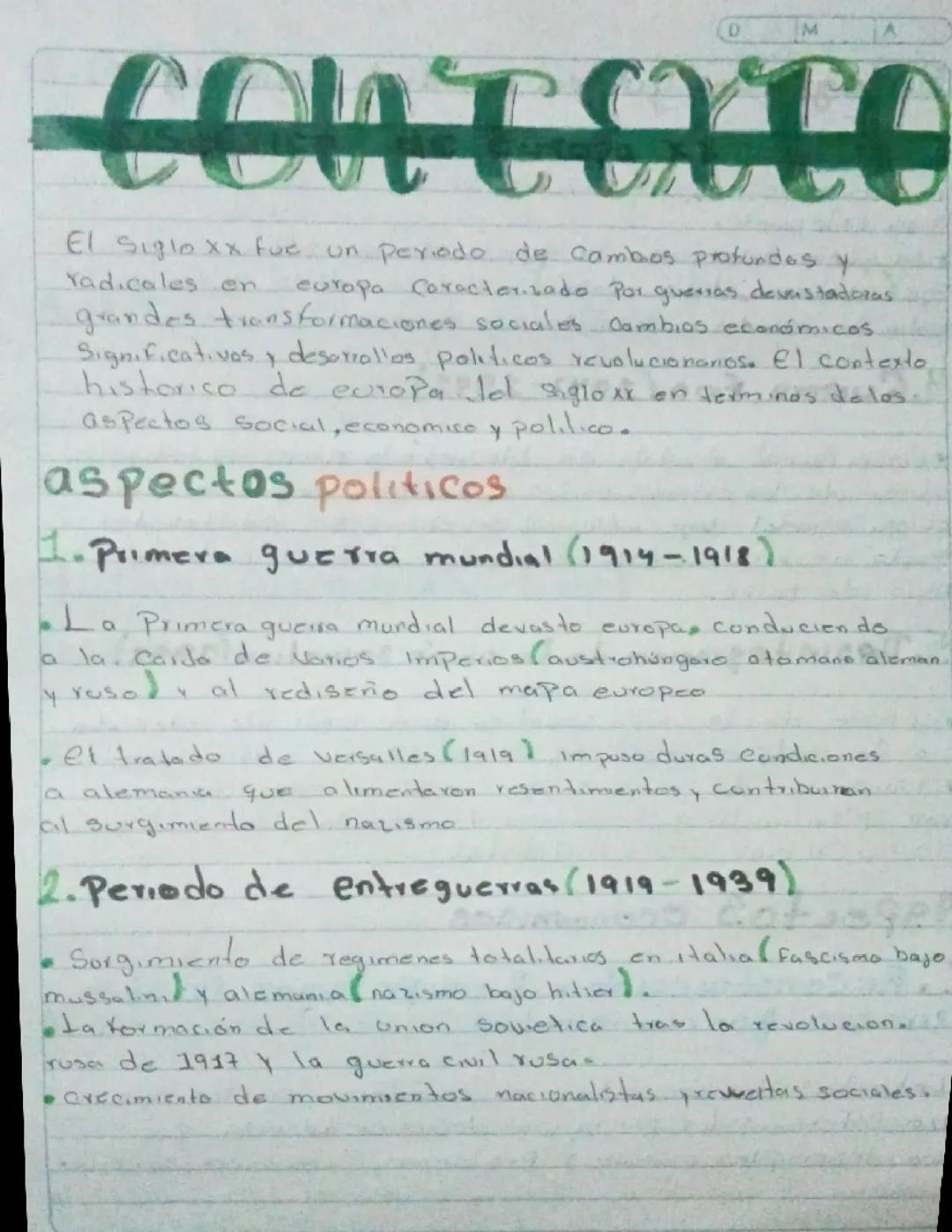 Contexto histórico de Europa en el siglo XX 