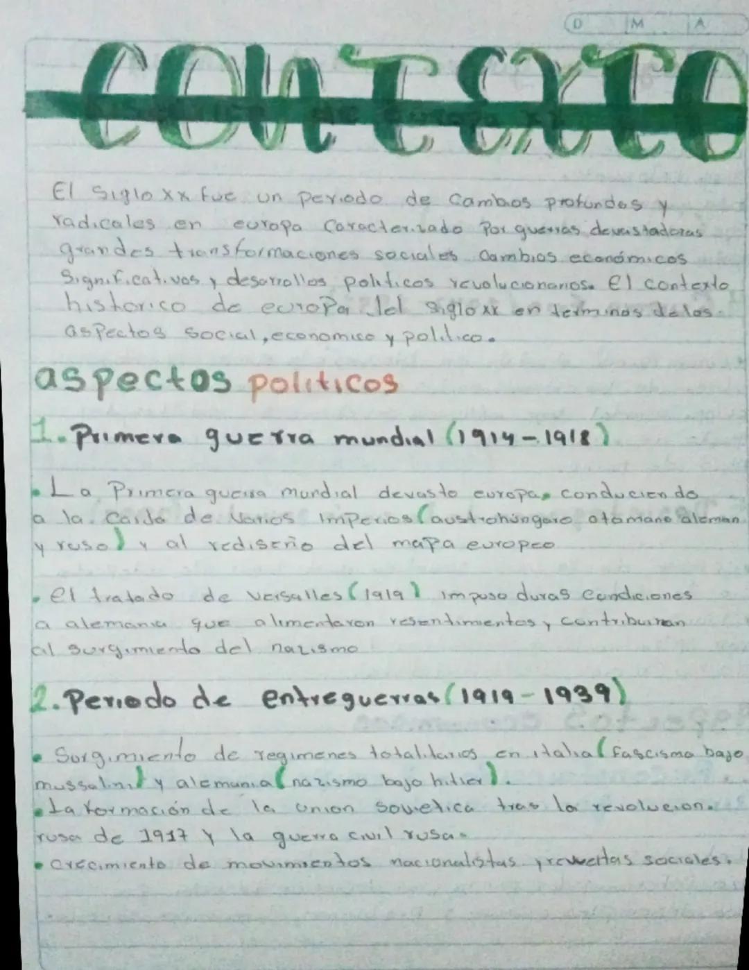CONTEXTO
El Siglo xx fue un periodo de Cambos profundes y
Yadicales en europa Caracterizado por querras devastadoras
grandes transformacione