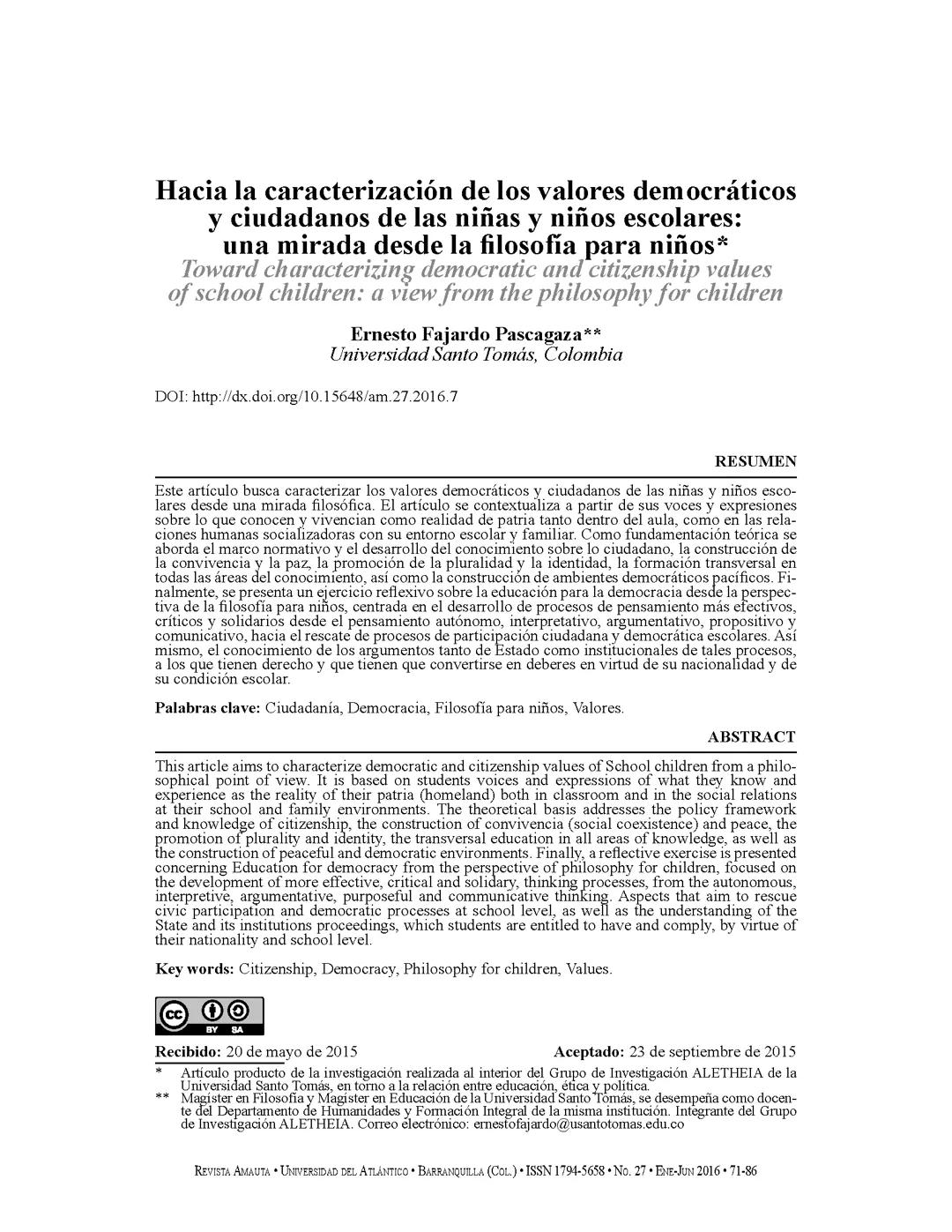 Explorando los valores democráticos y ciudadanos en la infancia: una perspectiva filosófica
