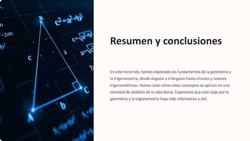 Y
Y
P
R
☑
Q
T
X
Geometría y
Trigonometría
En este conjunto de diapositivas, exploraremos los conceptos
fundamentales de la geometría y la tr