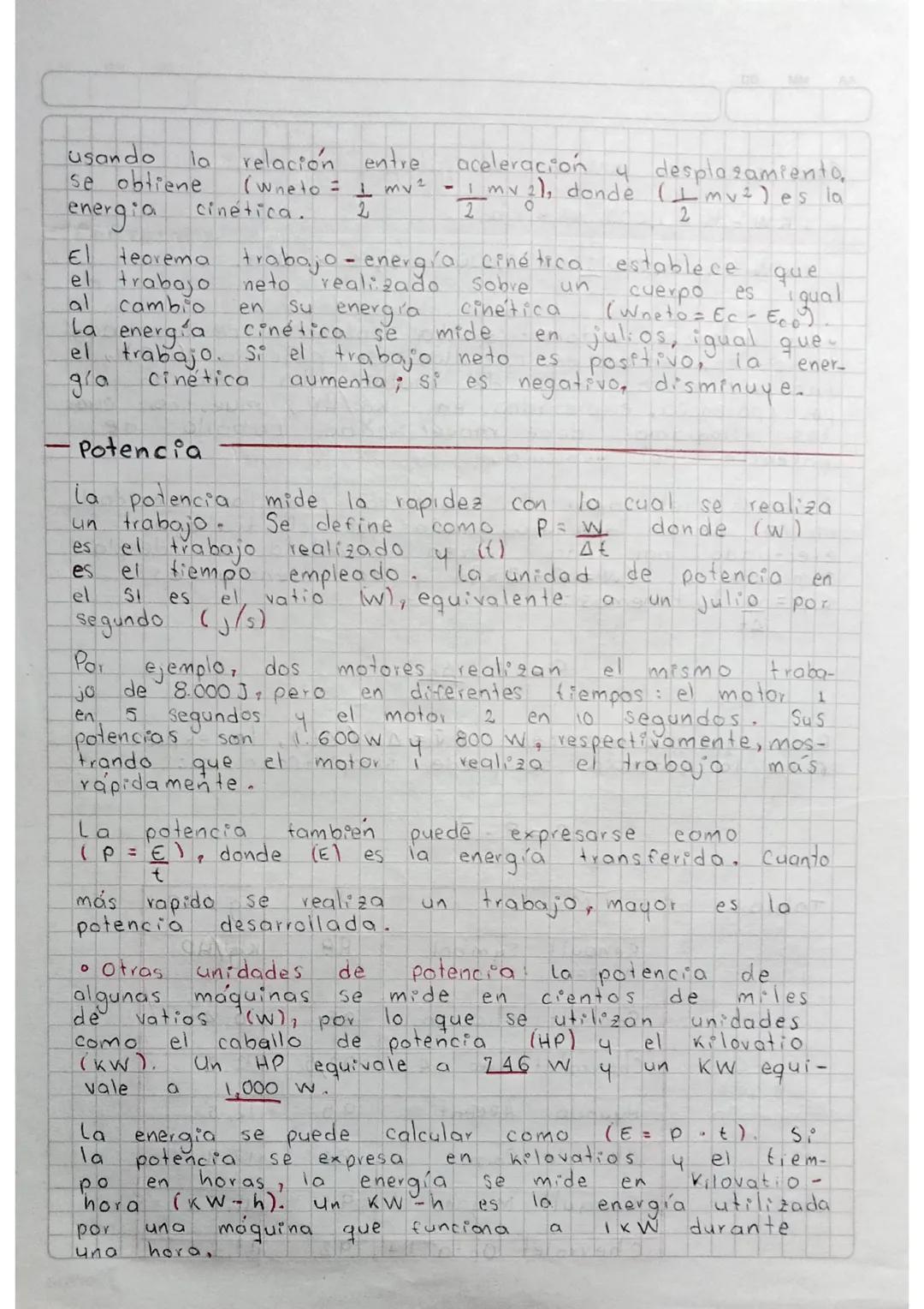 ```markdown
### Trabajo

... Trabajo, Potencia, Energia....

El trabajo realizado por una fuerza es el producto de la
componente de la fuerz