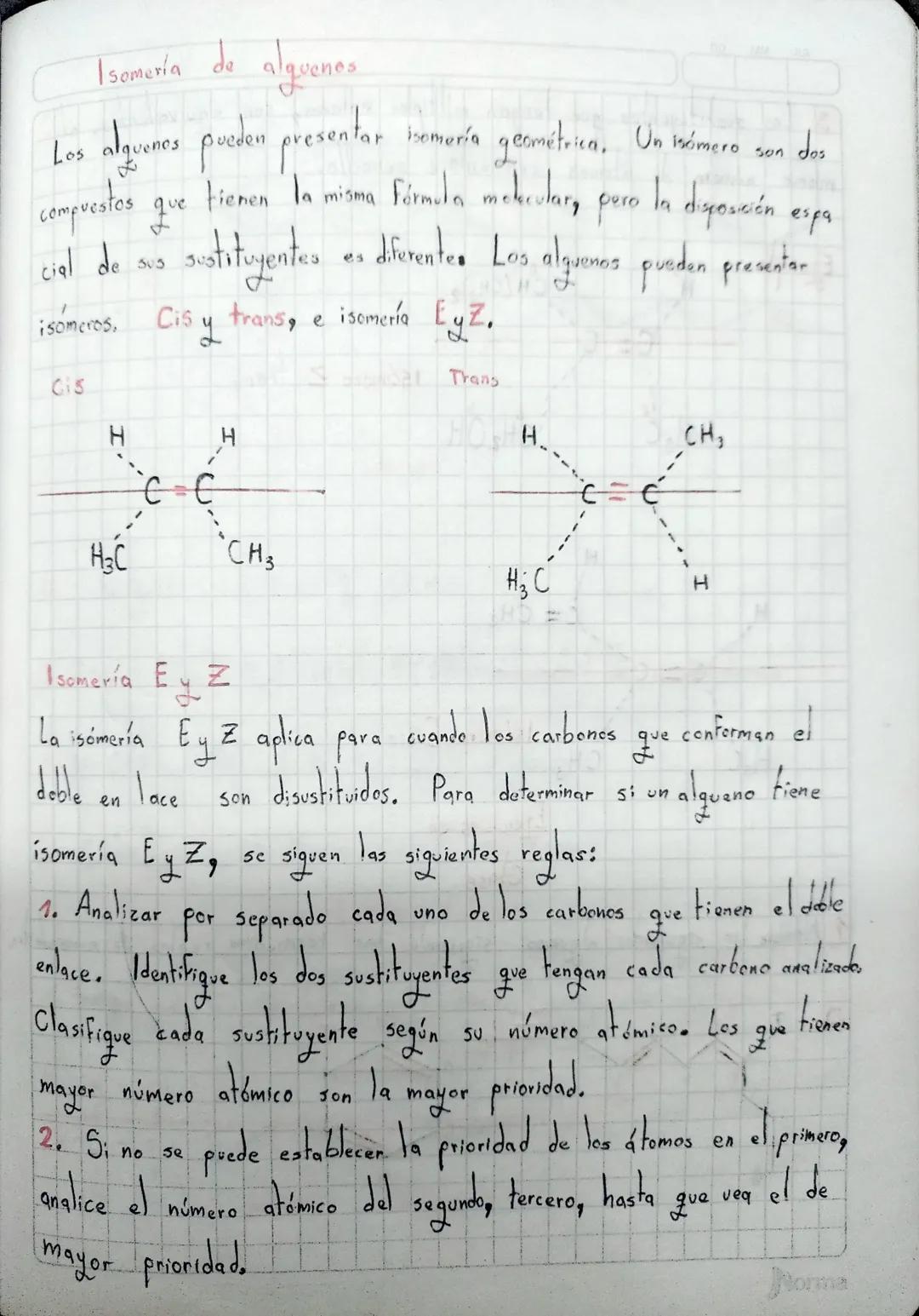 Isomeria de
alguenos
Los algunes pueden presentar
dos
isomería geométrica. Un mémero son
la disposición espa
compuestos que tienen la misma 