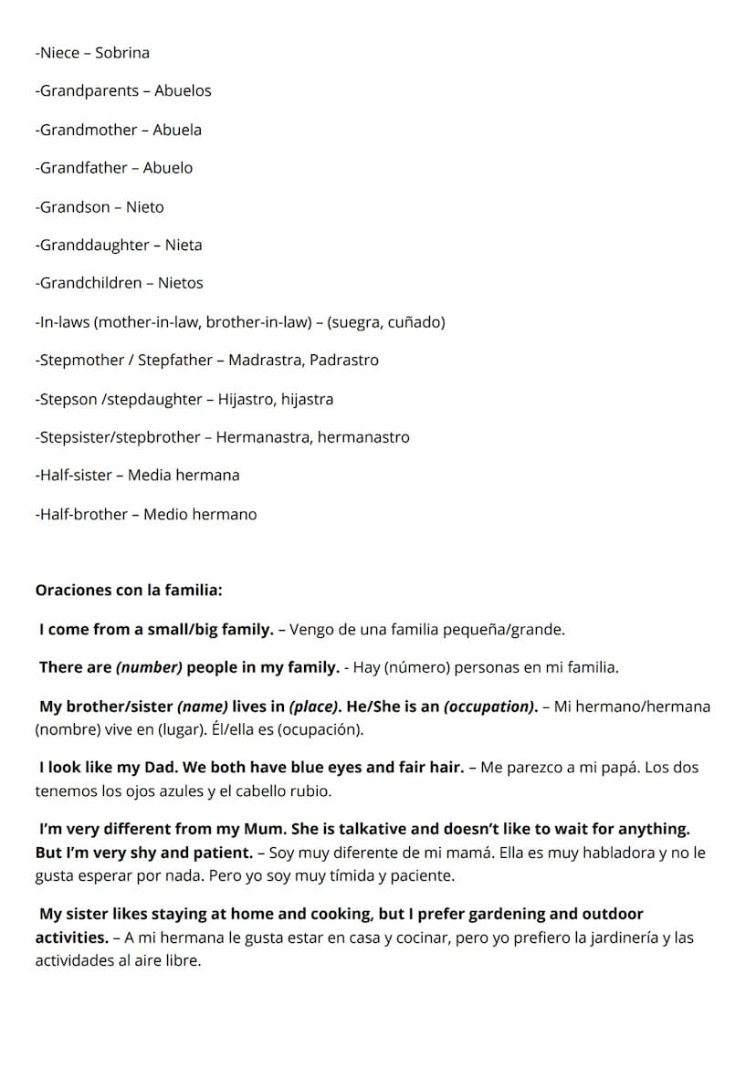 La familia en ingles
(Vocabulario)
Ideal para oraciones y para memorizar a los miembros de la familia.
Vocabulaario
familiar
-Mother Madre
-