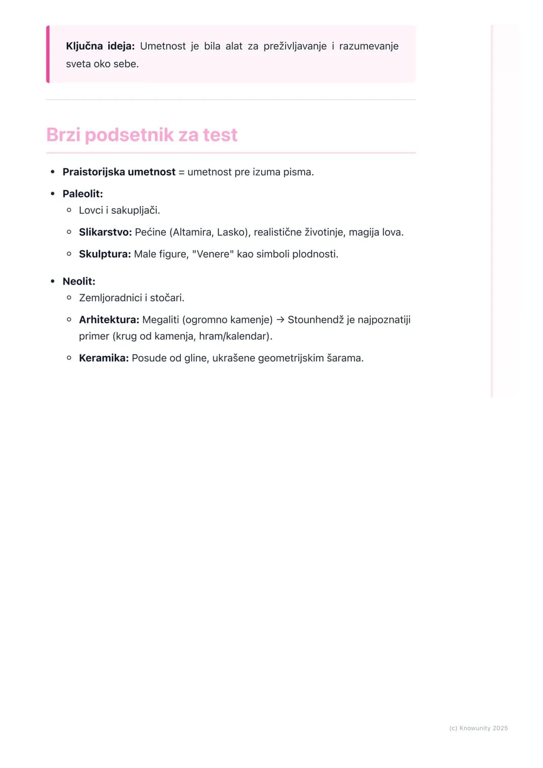 # Praistorijska umetnost

## Uvod u praistorijsku umetnost

Praistorijska umetnost je prva umetnost koju je čovek stvorio. Nastala je u
peri