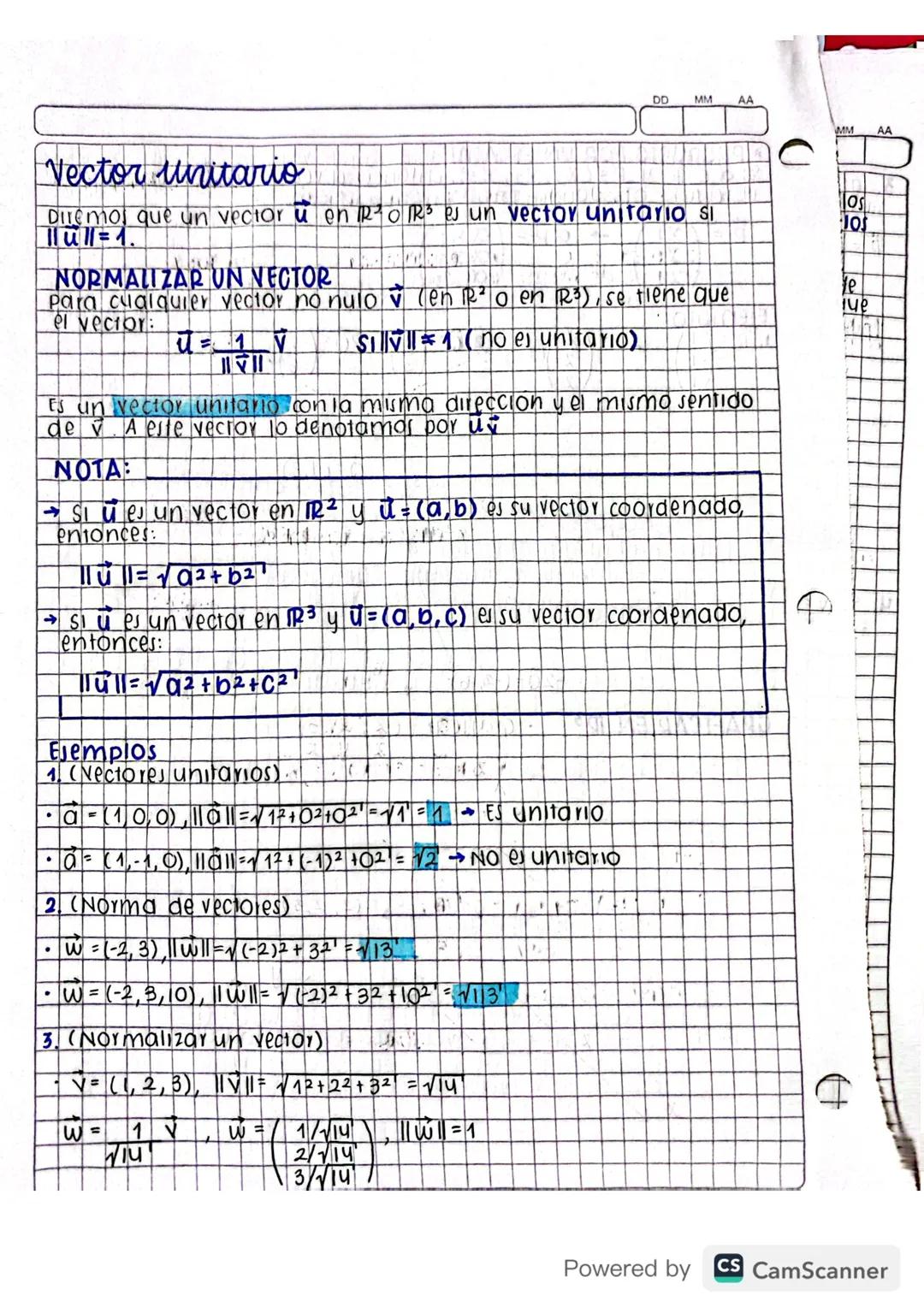 Matemática grado 11 - Vectores Unitarios
