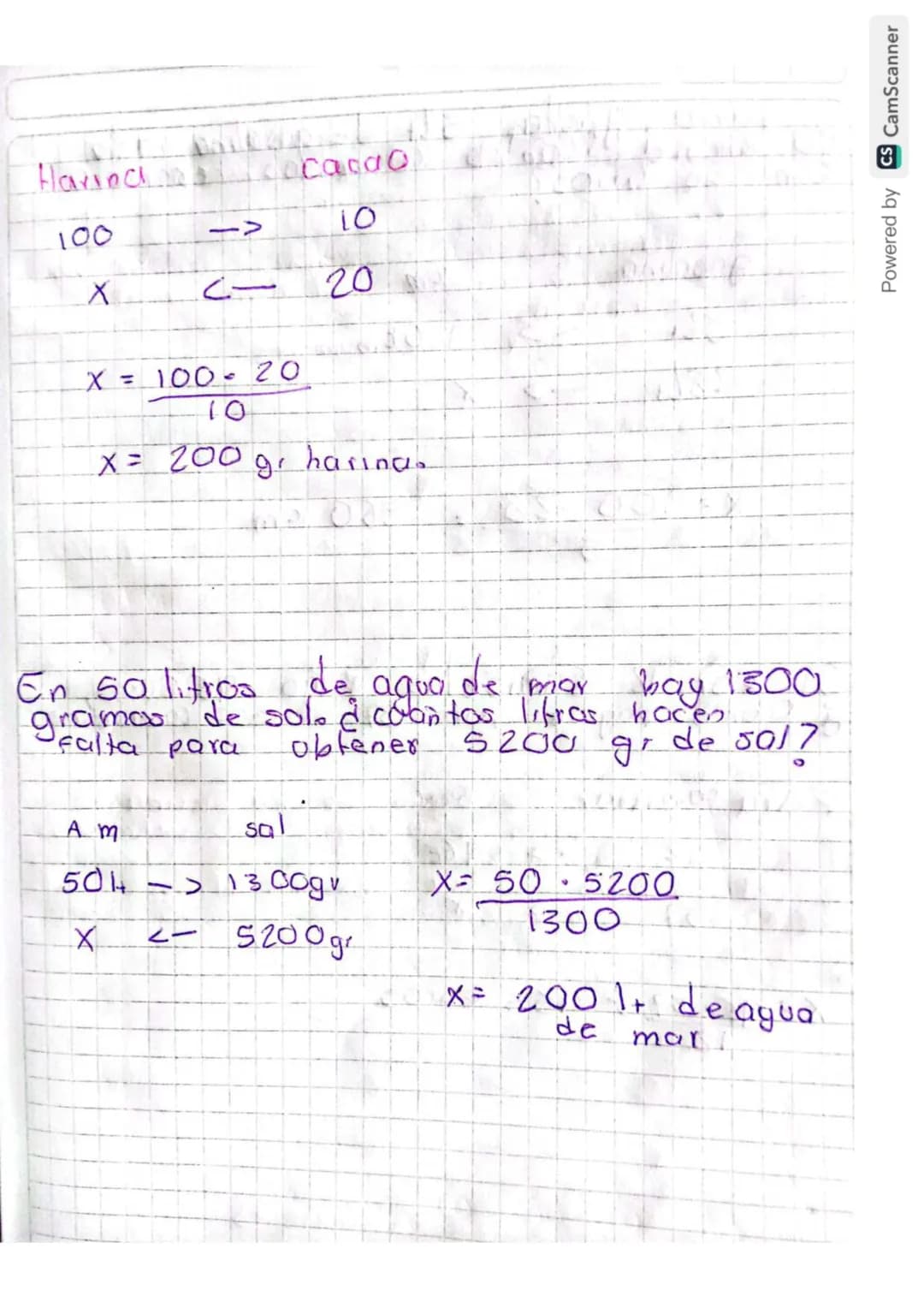 Powered by
CS CamScanner
Regla de tres simple.
En matematicas, la regla detres simple
consiste en resolver problemas de proporci-
entre tres