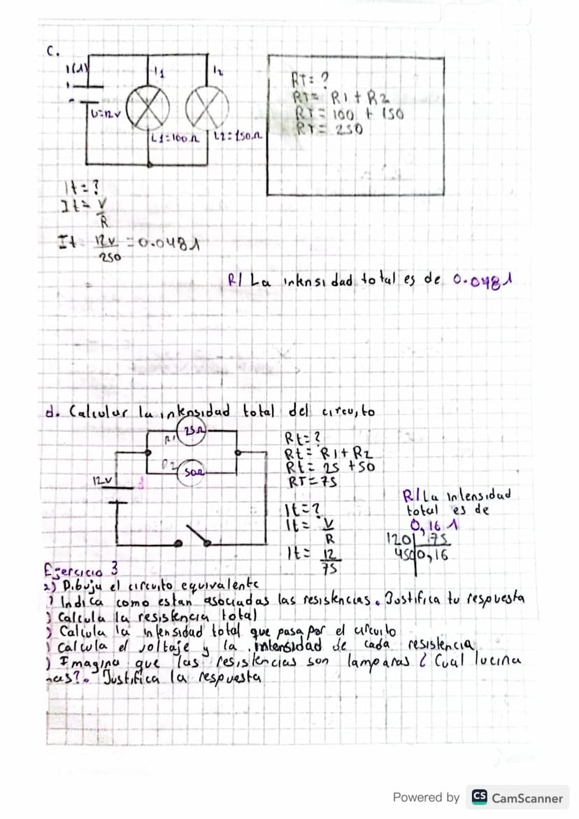 Circuitos Serie, Paralelo
NERIOL Indica que circuitos.
de forma mix ta
a.
C
+
Serie
Mixto
y
es ban en serie, cuales en
pures
Tels
y cuales
b