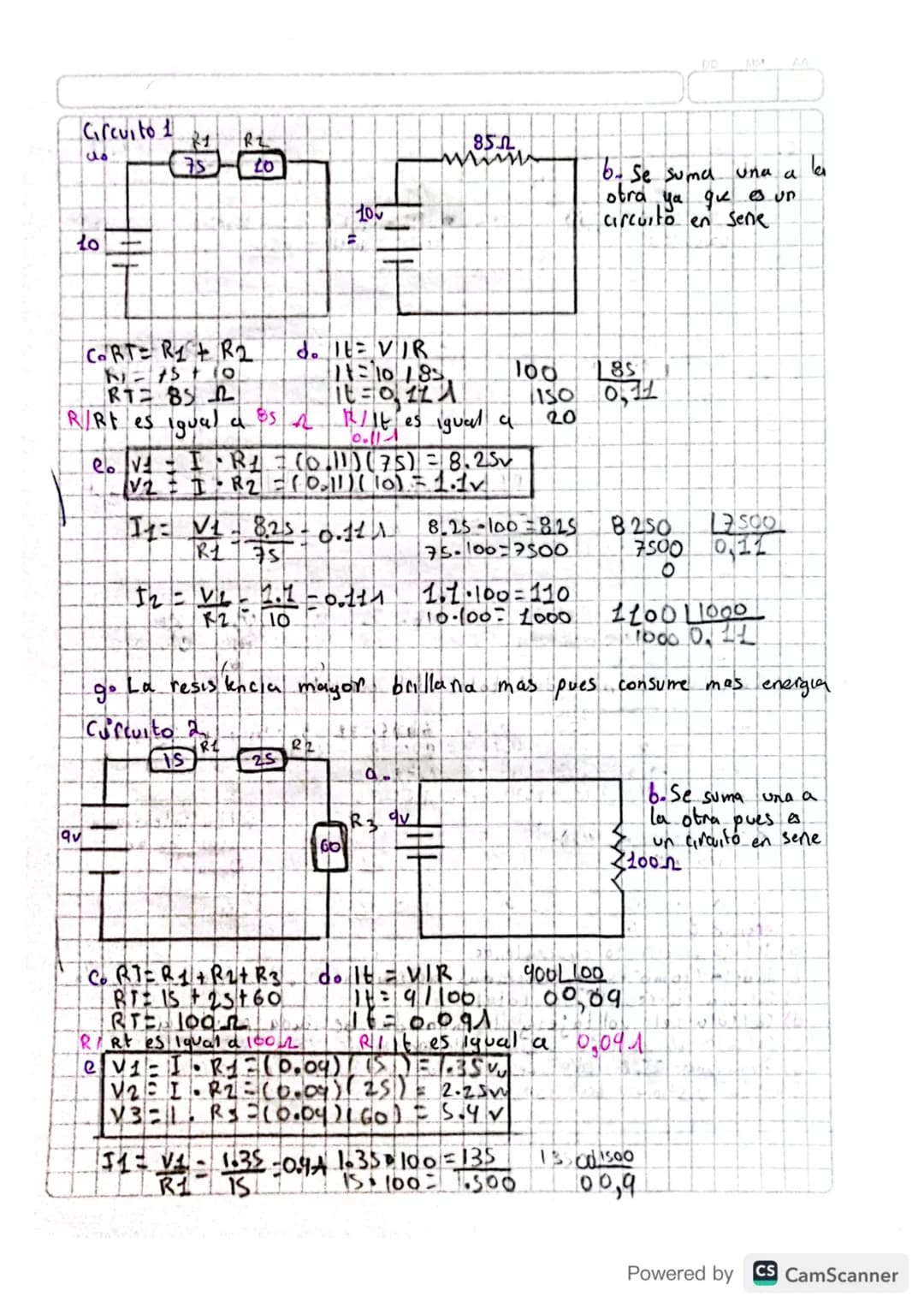 Circuitos Serie, Paralelo
NERIOL Indica que circuitos.
de forma mix ta
a.
C
+
Serie
Mixto
y
es ban en serie, cuales en
pures
Tels
y cuales
b