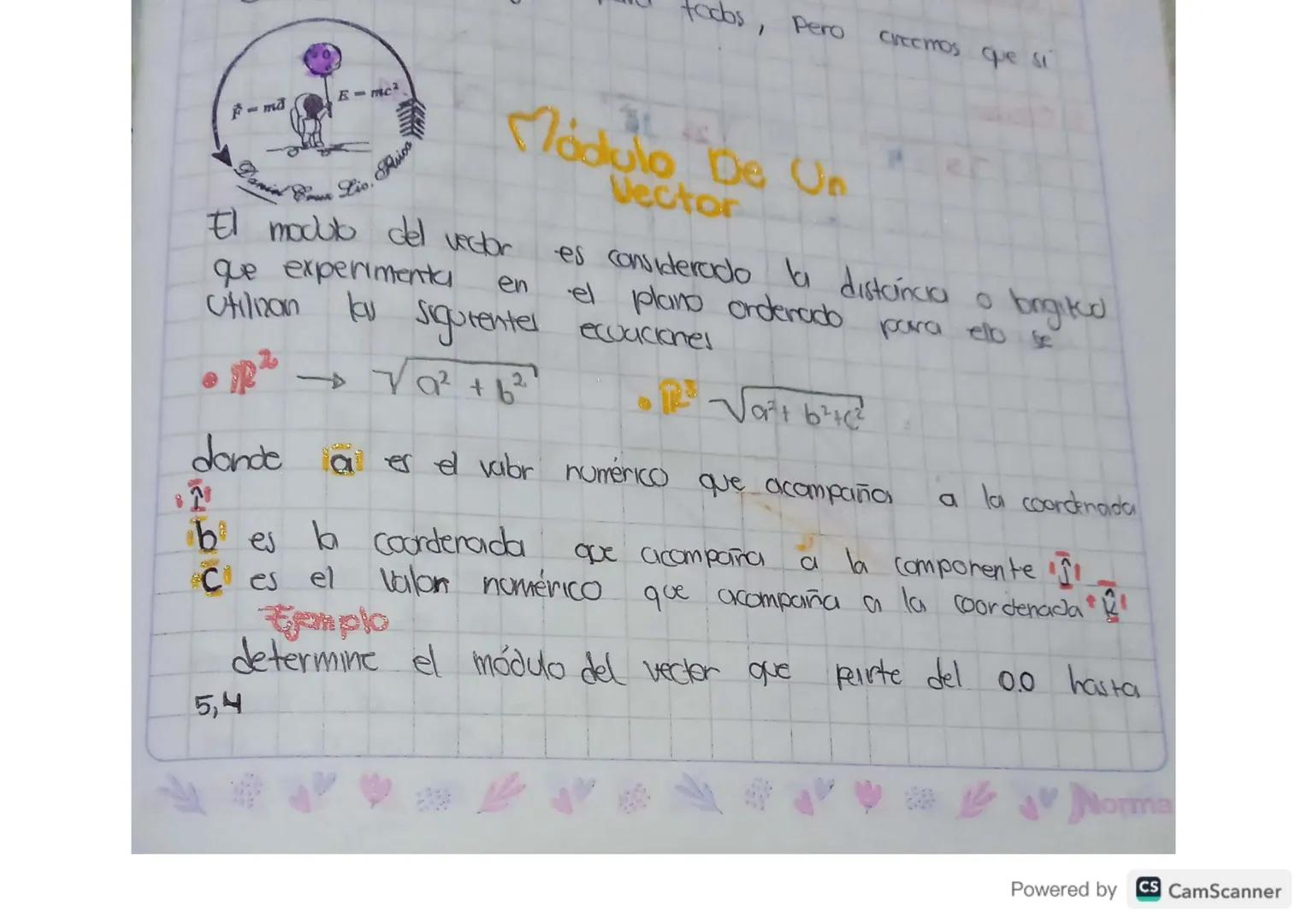 todos, Pero Creemos que si

$F = ma$  $E = mc^2$

Danid Cour Lio, Fisica

Módulo De Un Vector

El modulo del vector es considerado la distin