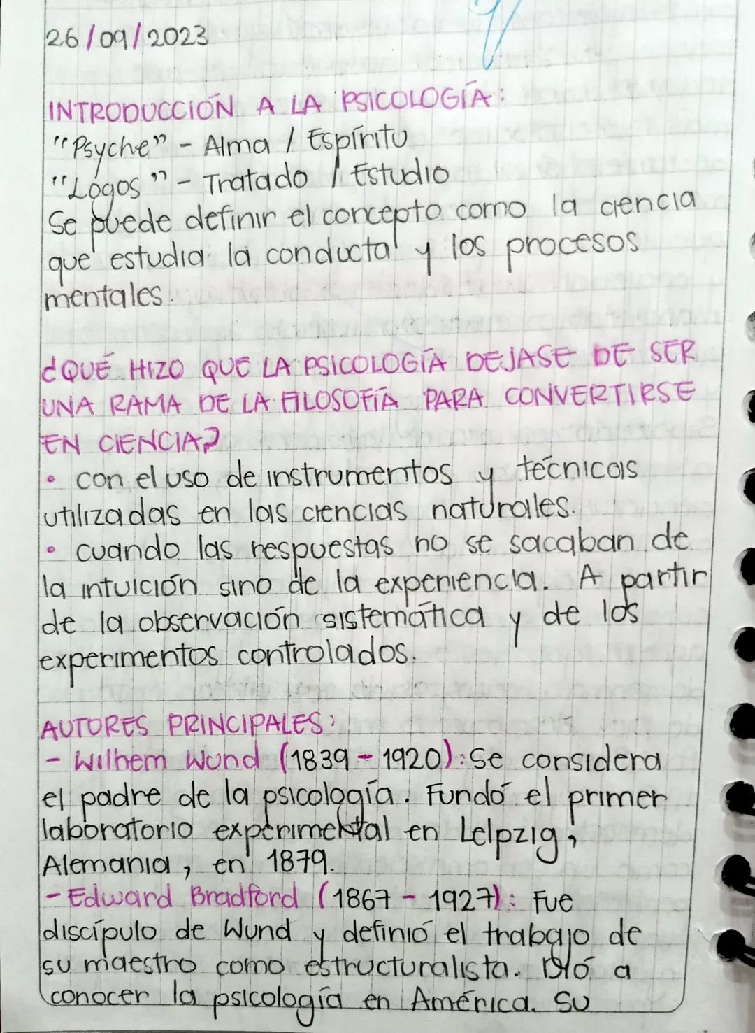 26/09/2023
INTRODUCCIÓN A LA PSICOLOGÍA:
"Psyche" - Alma / Espíritu
"Logos" - Tratado / Estudio
Se puede definir el concepto como la ciencia