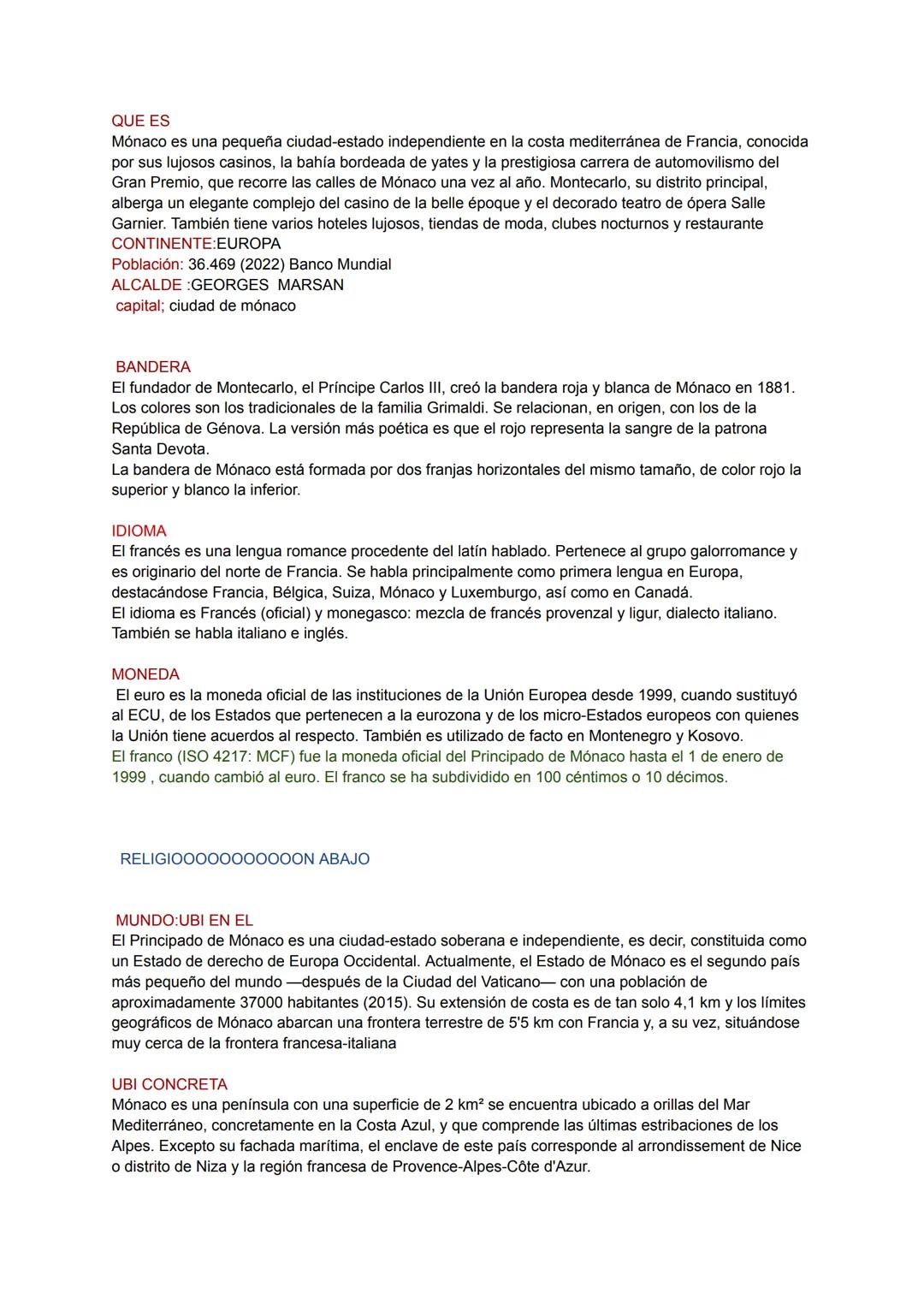 QUE ES

Mónaco es una pequeña ciudad-estado independiente en la costa mediterránea de Francia, conocida
por sus lujosos casinos, la bahía bo