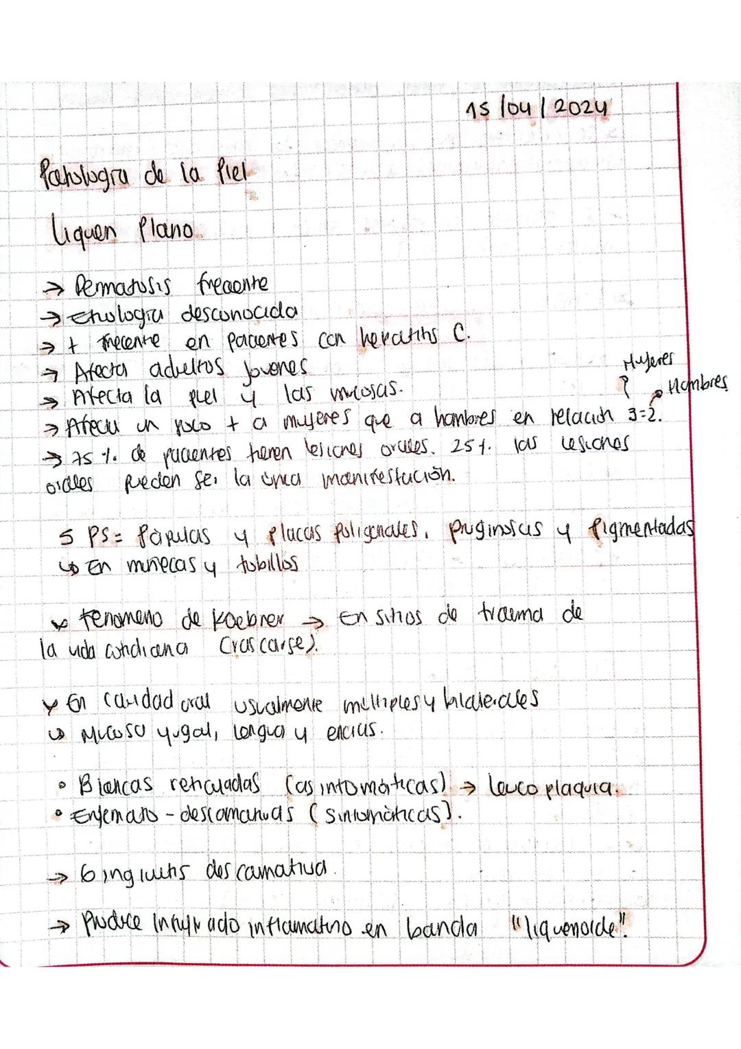 Patologra de la Piel

Liquen Plano

→ Dermatosis frecente

→Etologia desconocida

→+ Trecente en pacientes con hepatins C.

→ Afecta adultos