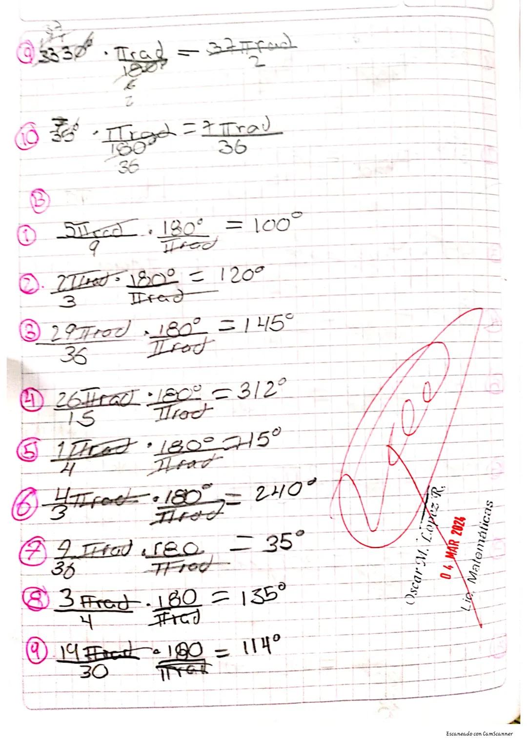 ساسا
sello 50300

Radianes

π=$\\frac{c}{d}$ c=Grcunferencia
d=diametro

TT=3, 1416

$\\Rightarrow$ radian

ㅠ=$\\frac{c}{d}$⇒ㅠ•d=c⇒ ㅠ•2r = c