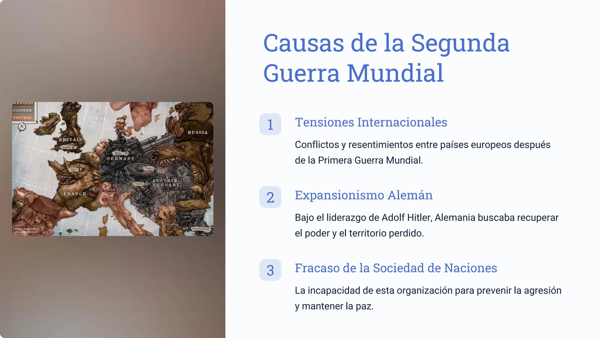 Segunda Guerra
Mundial
La Segunda Guerra Mundial fue un conflicto bélico de escala
global que tuvo lugar entre 1939 y 1945. Involucró a la m