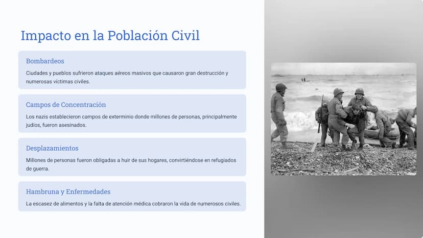Segunda Guerra
Mundial
La Segunda Guerra Mundial fue un conflicto bélico de escala
global que tuvo lugar entre 1939 y 1945. Involucró a la m