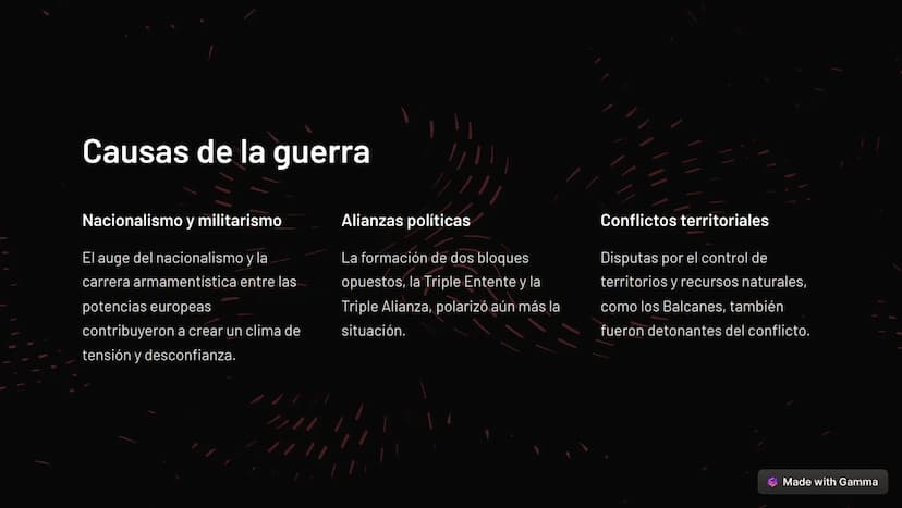 Introducción a la
Primera Guerra
Mundial
La Primera Guerra Mundial fue un conflicto bélico a escala global que
tuvo lugar entre 1914 y 1918.
