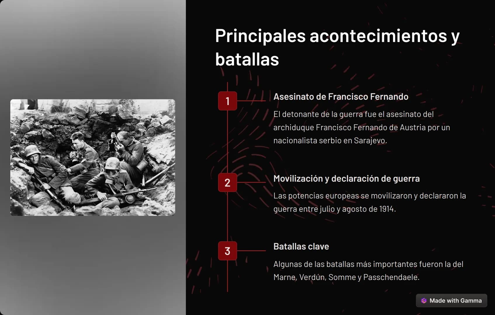 Introducción a la
Primera Guerra
Mundial
La Primera Guerra Mundial fue un conflicto bélico a escala global que
tuvo lugar entre 1914 y 1918.