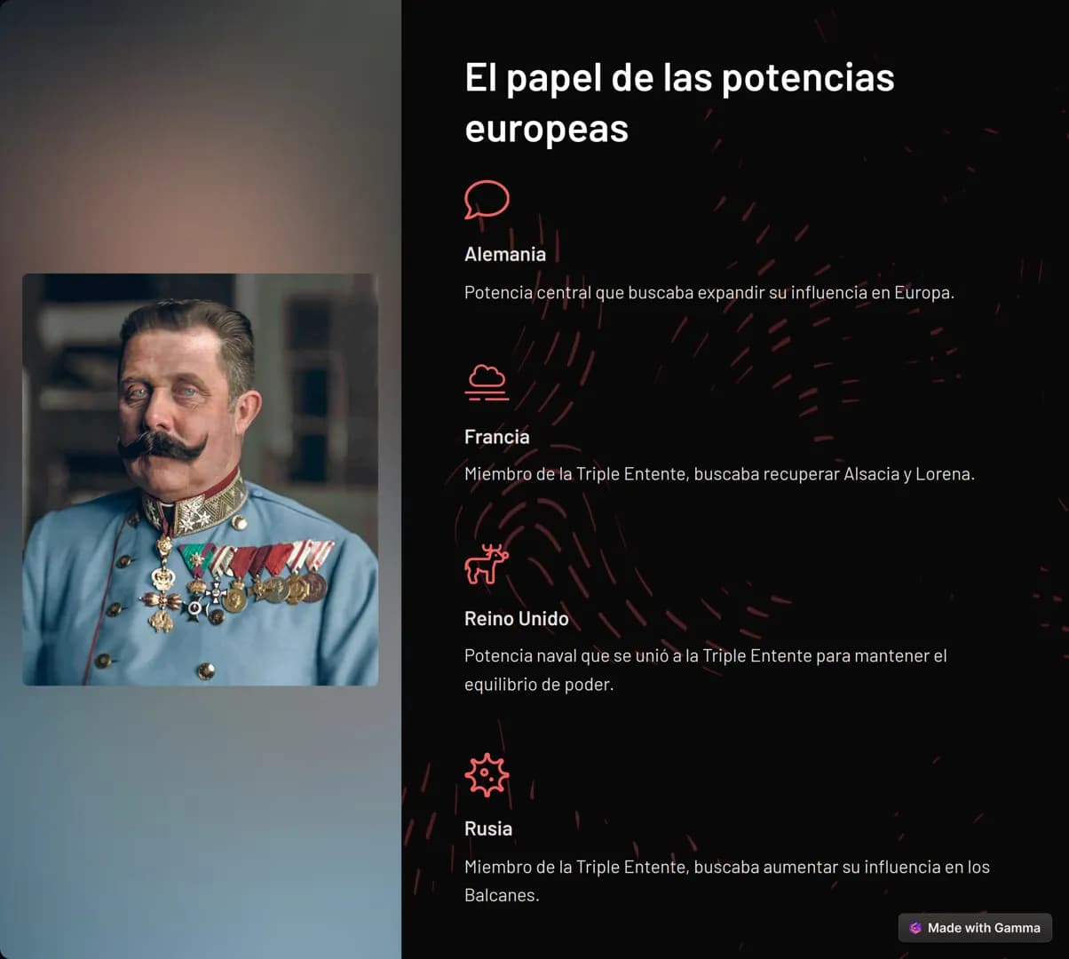 Introducción a la
Primera Guerra
Mundial
La Primera Guerra Mundial fue un conflicto bélico a escala global que
tuvo lugar entre 1914 y 1918.
