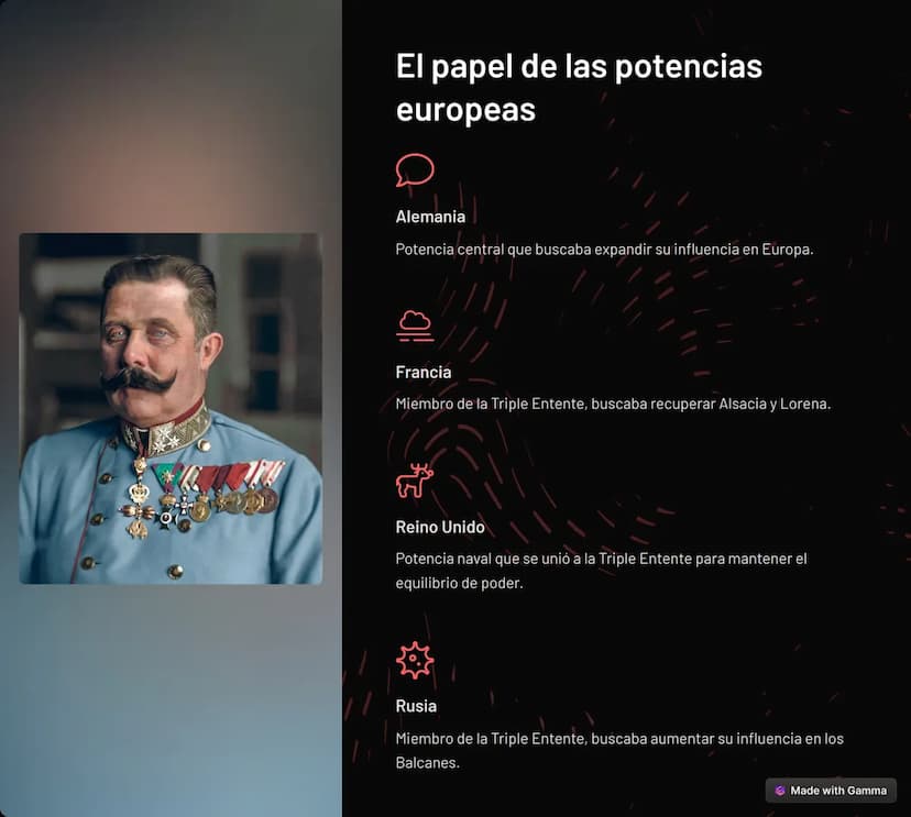 Introducción a la
Primera Guerra
Mundial
La Primera Guerra Mundial fue un conflicto bélico a escala global que
tuvo lugar entre 1914 y 1918.