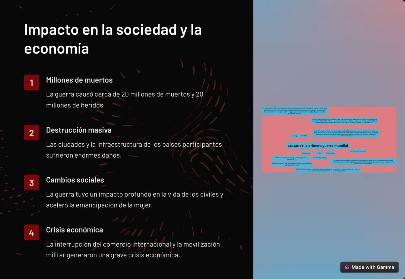 Introducción a la
Primera Guerra
Mundial
La Primera Guerra Mundial fue un conflicto bélico a escala global que
tuvo lugar entre 1914 y 1918.