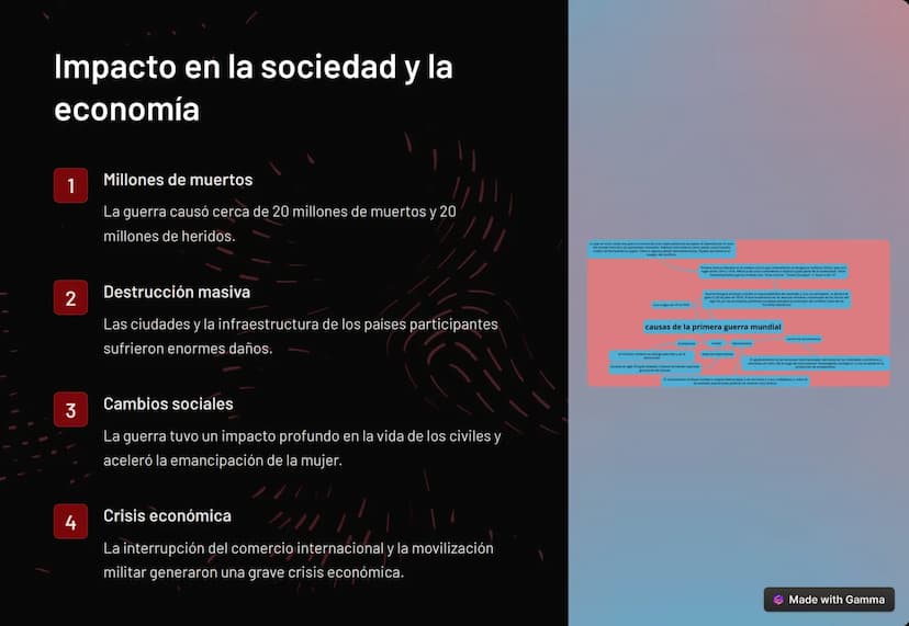 Introducción a la
Primera Guerra
Mundial
La Primera Guerra Mundial fue un conflicto bélico a escala global que
tuvo lugar entre 1914 y 1918.
