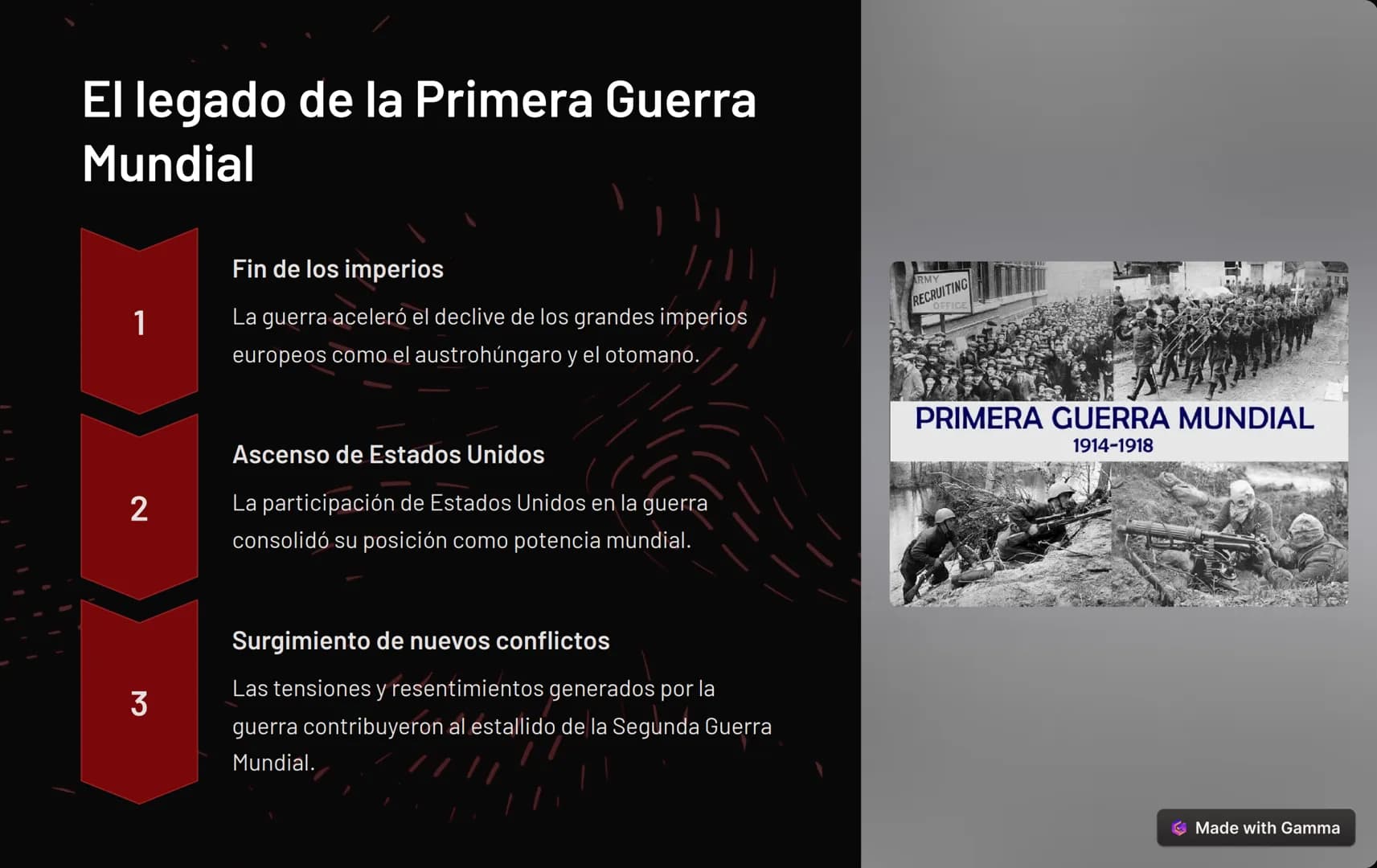 Introducción a la
Primera Guerra
Mundial
La Primera Guerra Mundial fue un conflicto bélico a escala global que
tuvo lugar entre 1914 y 1918.
