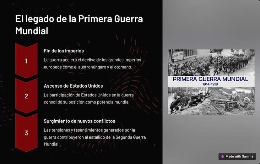 Introducción a la
Primera Guerra
Mundial
La Primera Guerra Mundial fue un conflicto bélico a escala global que
tuvo lugar entre 1914 y 1918.