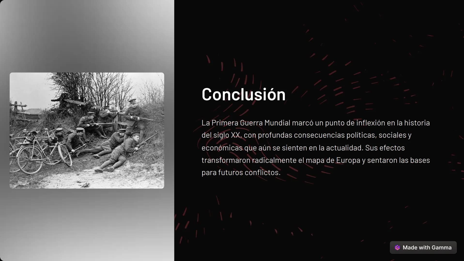 Introducción a la
Primera Guerra
Mundial
La Primera Guerra Mundial fue un conflicto bélico a escala global que
tuvo lugar entre 1914 y 1918.