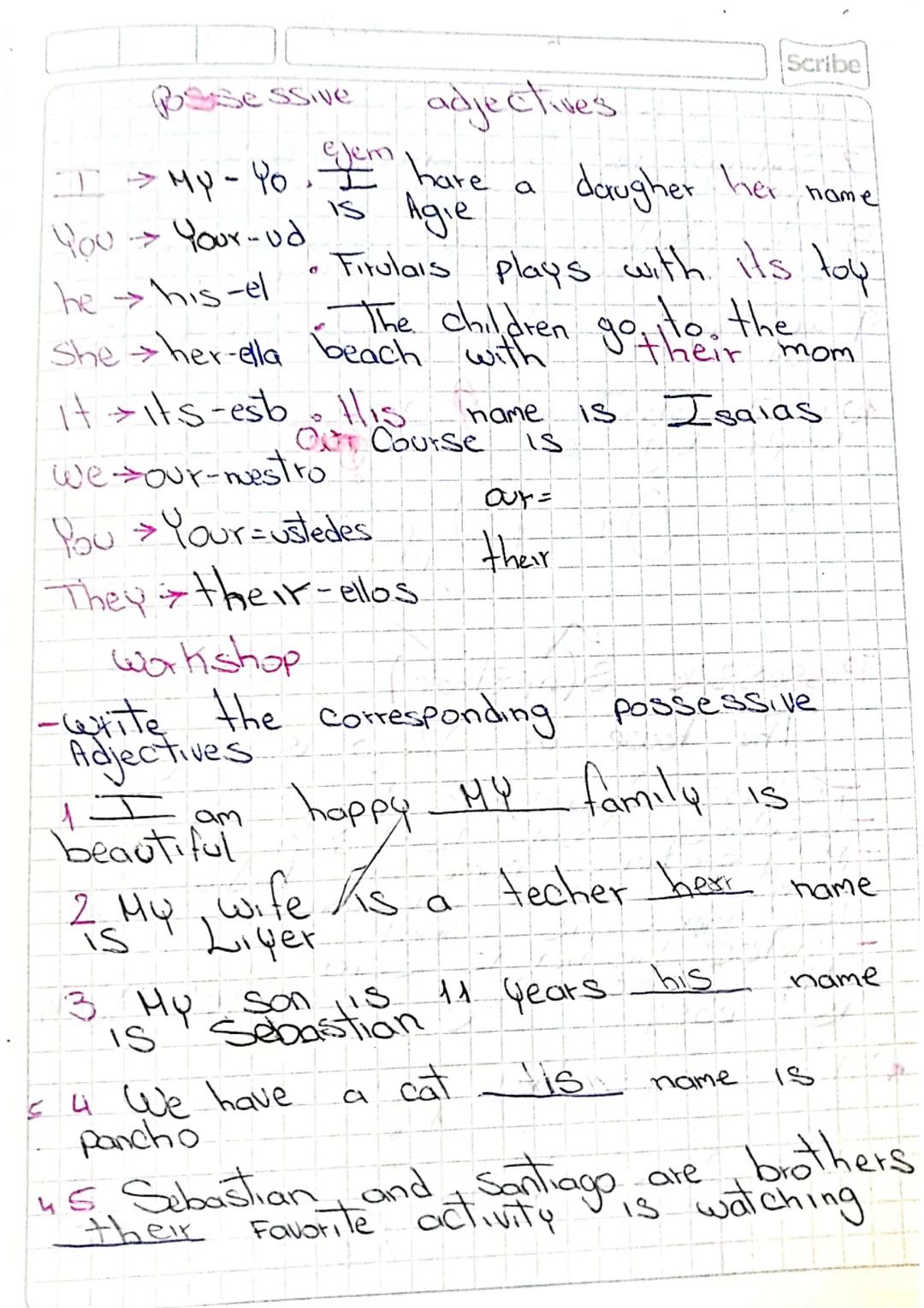 possessive adjetives 