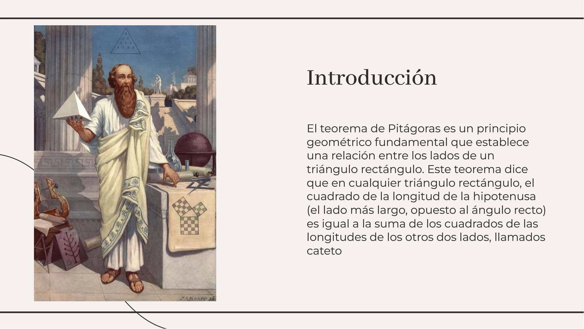 APLICACION EN EL
TEOREMA DE PITAGORAS
fio pio Introducción
15151515757
El teorema de Pitágoras es un principio
geométrico fundamental que es