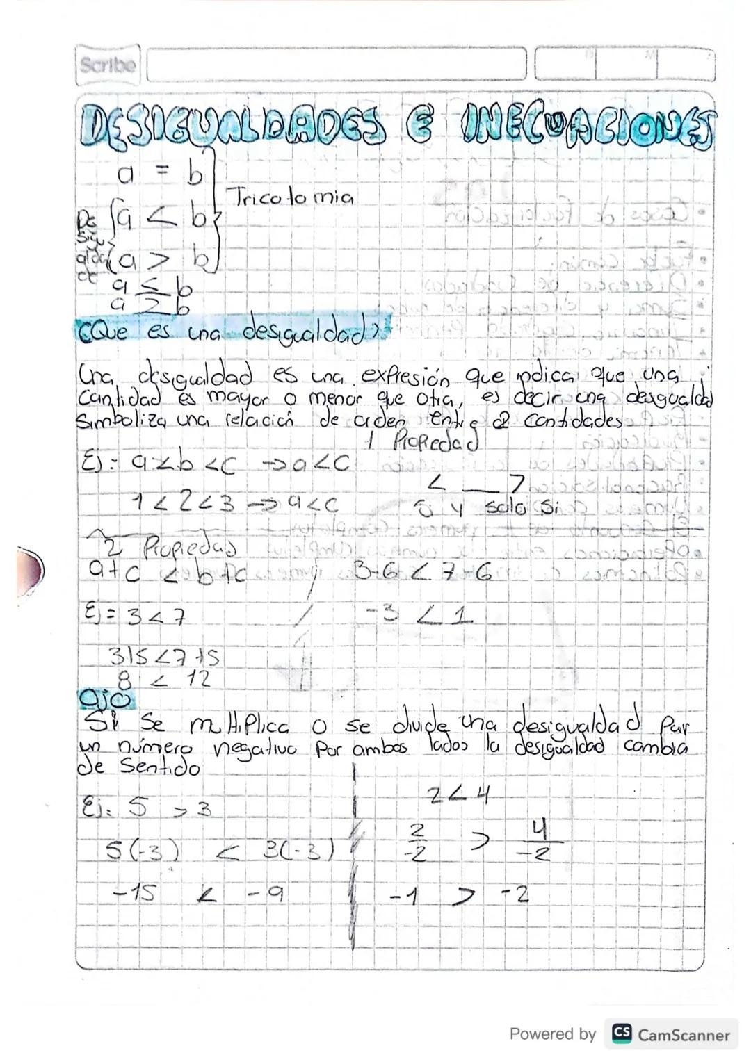 Scribe
DESIGUALDADES E INECUACIONES
b
Trico to mia
fa <b
a > bl
CQue es una desigualdad
ng
desigualdad
Una desigualdad es una expresión que 
