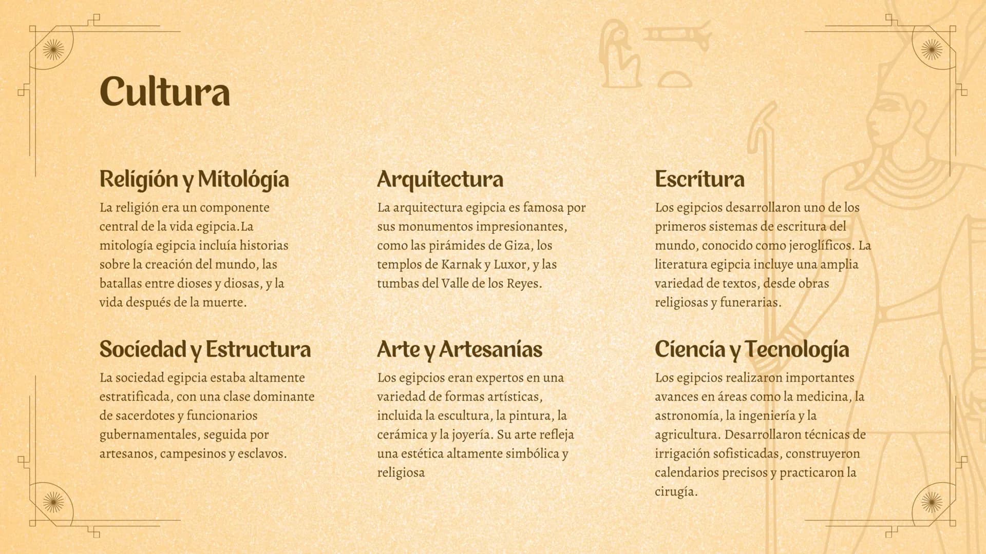 ¿Qué es?
La literatura egipcia es un tesoro cultural que
se extiende a lo largo de miles de años,
ofreciendo una ventana única a la mente y 