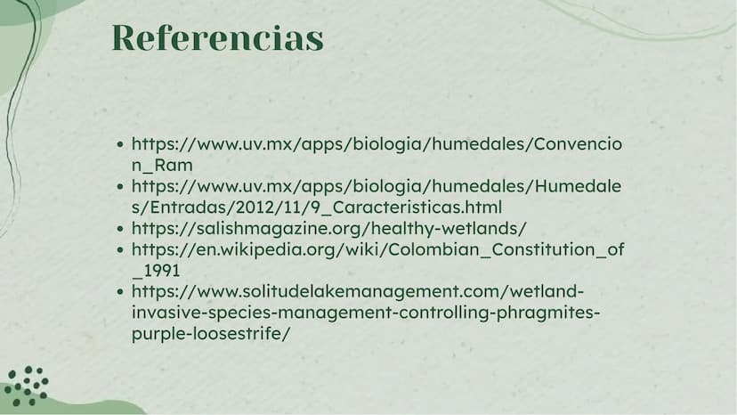 Importancia de los
Humedales en Colombia Definición de Humedales
Los humedales son áreas de tierra inundada de
forma permanente o temporal, 