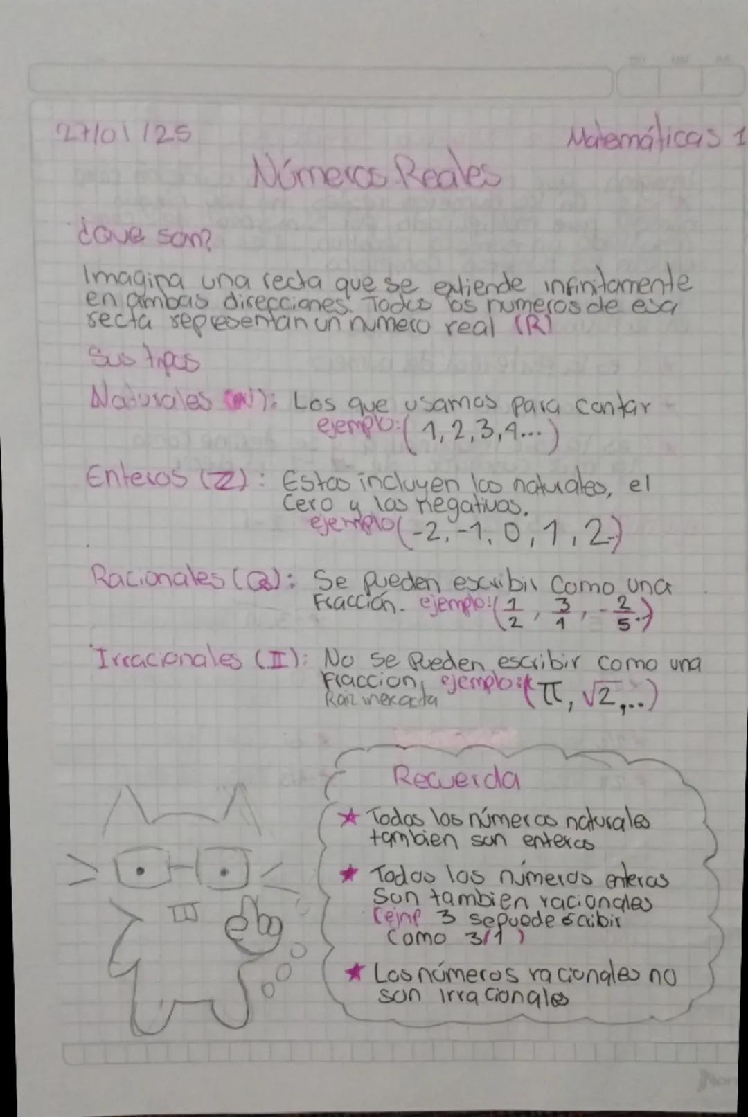27/01/25
Matemáticas 1
Números Reales
dove son?
Imagina una recta que se extiende infinitamente
en ambas direcciones. Todos os números de es