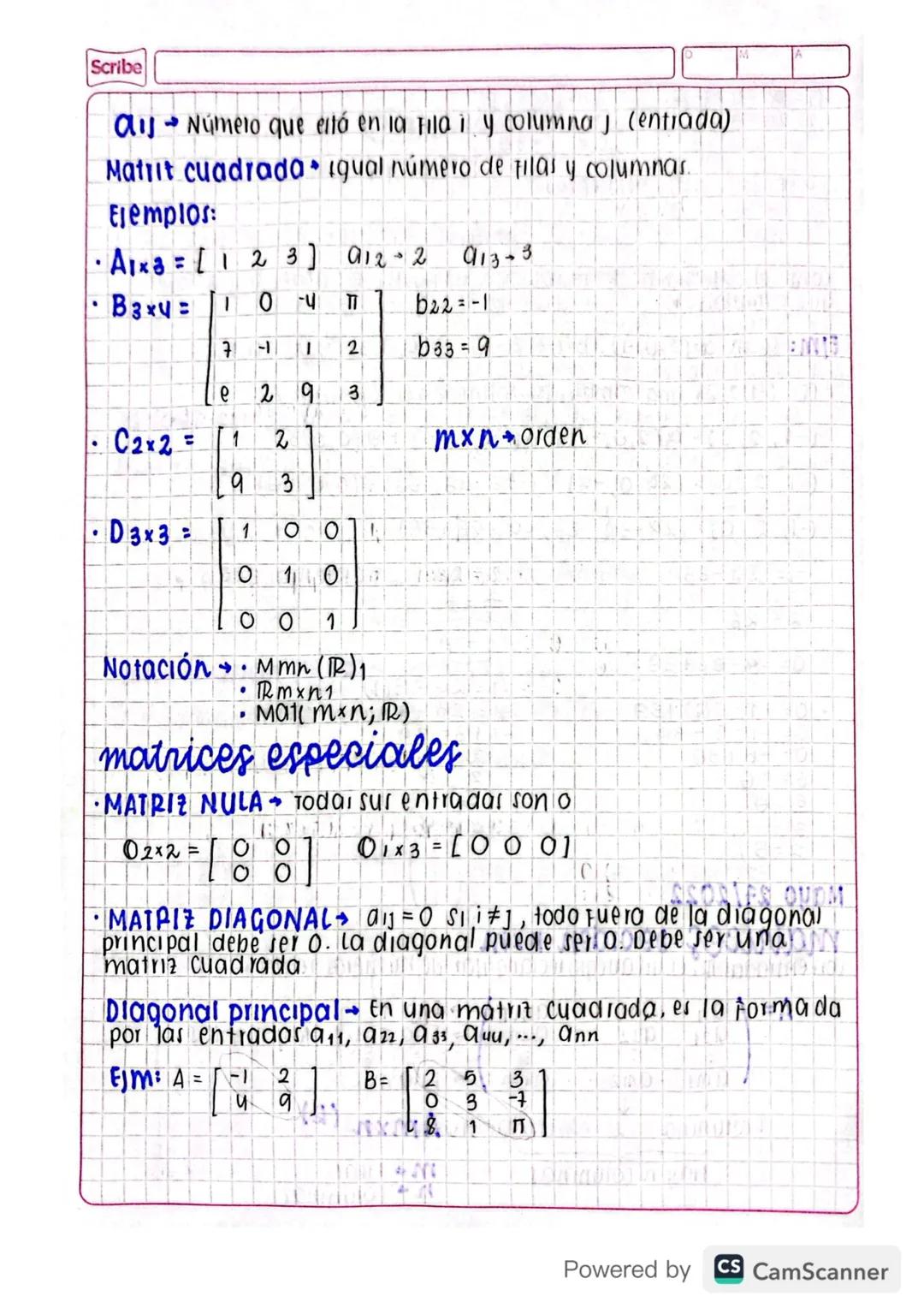 Mayo 27/2022

matrices: De orden nxm

con entradas IR, es un airegio rectangular de números realer 00000

$A = \begin{pmatrix} a_{11} & a_{1
