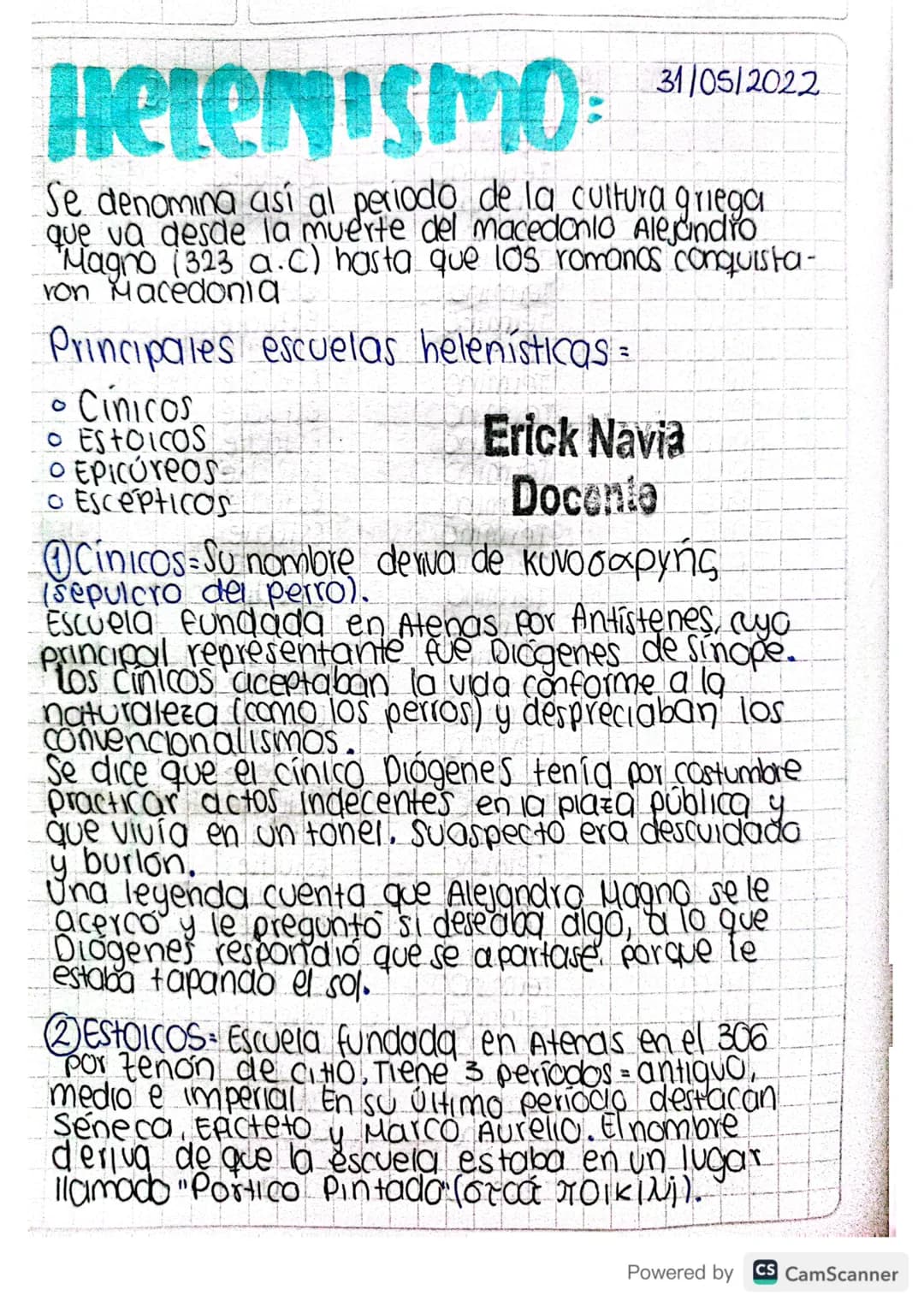 Helenismo
31/05/2022
Se denomina así al periodo de la cultura griega.
que va desde la muerte del macedonio Alejandro
Magno (323 a.C) hasta q