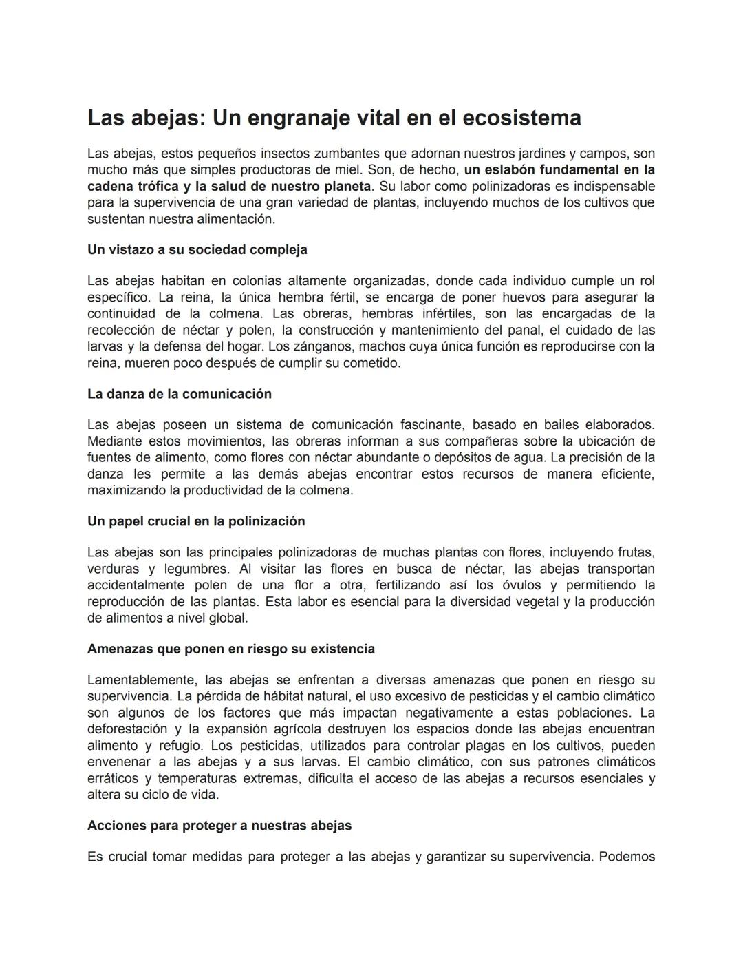 Las abejas: Un engranaje vital en el ecosistema
Las abejas, estos pequeños insectos zumbantes que adornan nuestros jardines y campos, son
mu