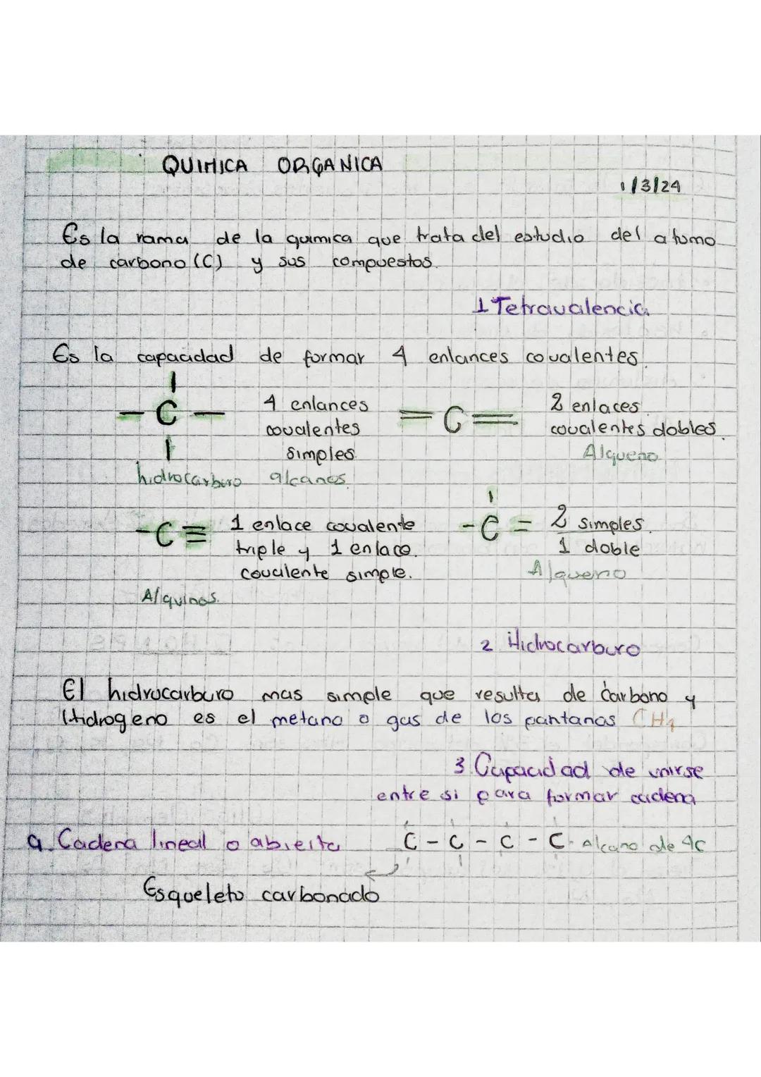 QUIMICA ORGANICA
de la quimica que trata del estudio
de
Es la rama
carbono (C)
y sus compuestos
13124
del a tumo
1 Tetravalencia.
Es la capa